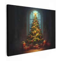 LEINWANDBILD Weihnachtsbaum - Geschenk - Winter Wandbilder 80x60 cm - Grün, Textil (80/60cm) - MuchoWow