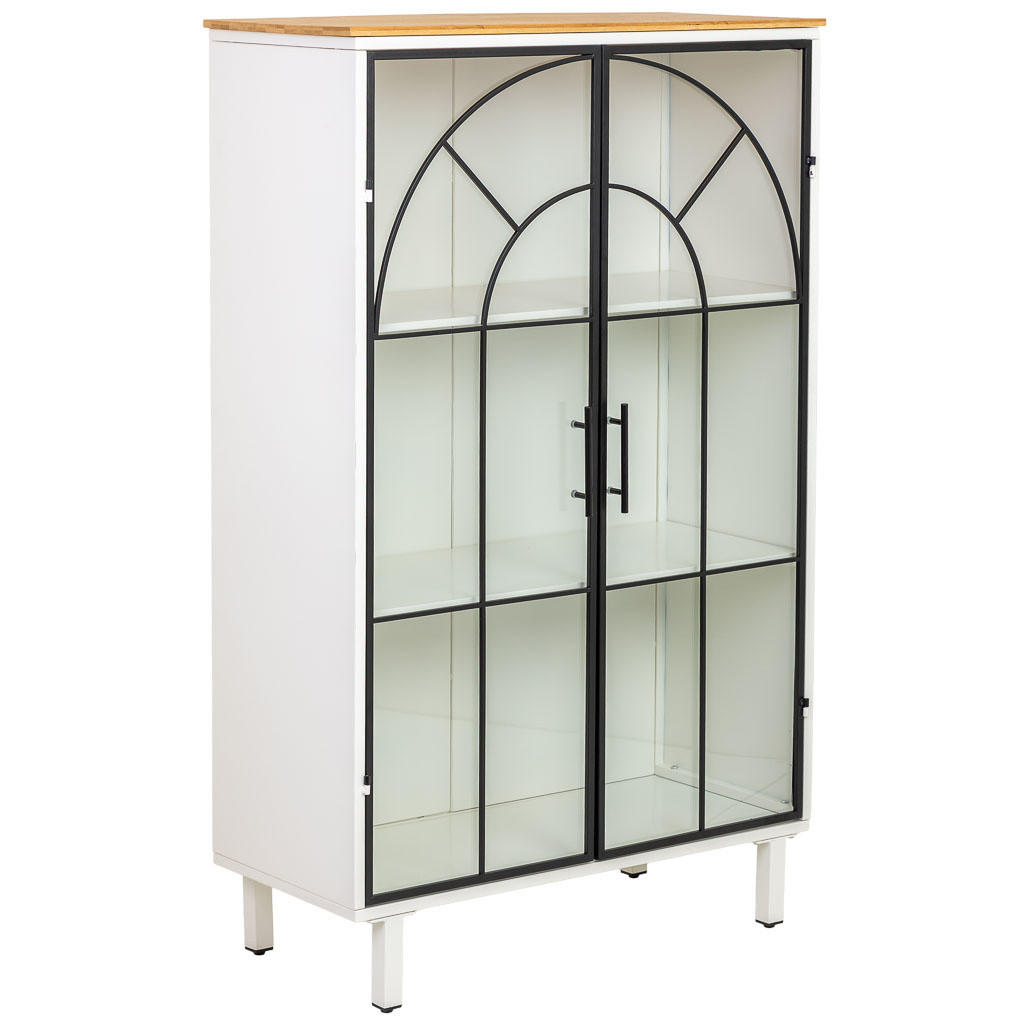 VITRINE aus Holz und Glas mit 2 Türen, Weiß, 80x35x131h cm - Weiß, Holz (80/130/35cm) - Wanderlust