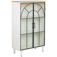 VITRINE aus Holz und Glas mit 2 Türen, Weiß, 80x35x131h cm - Weiß, Holz (80/130/35cm) - Wanderlust