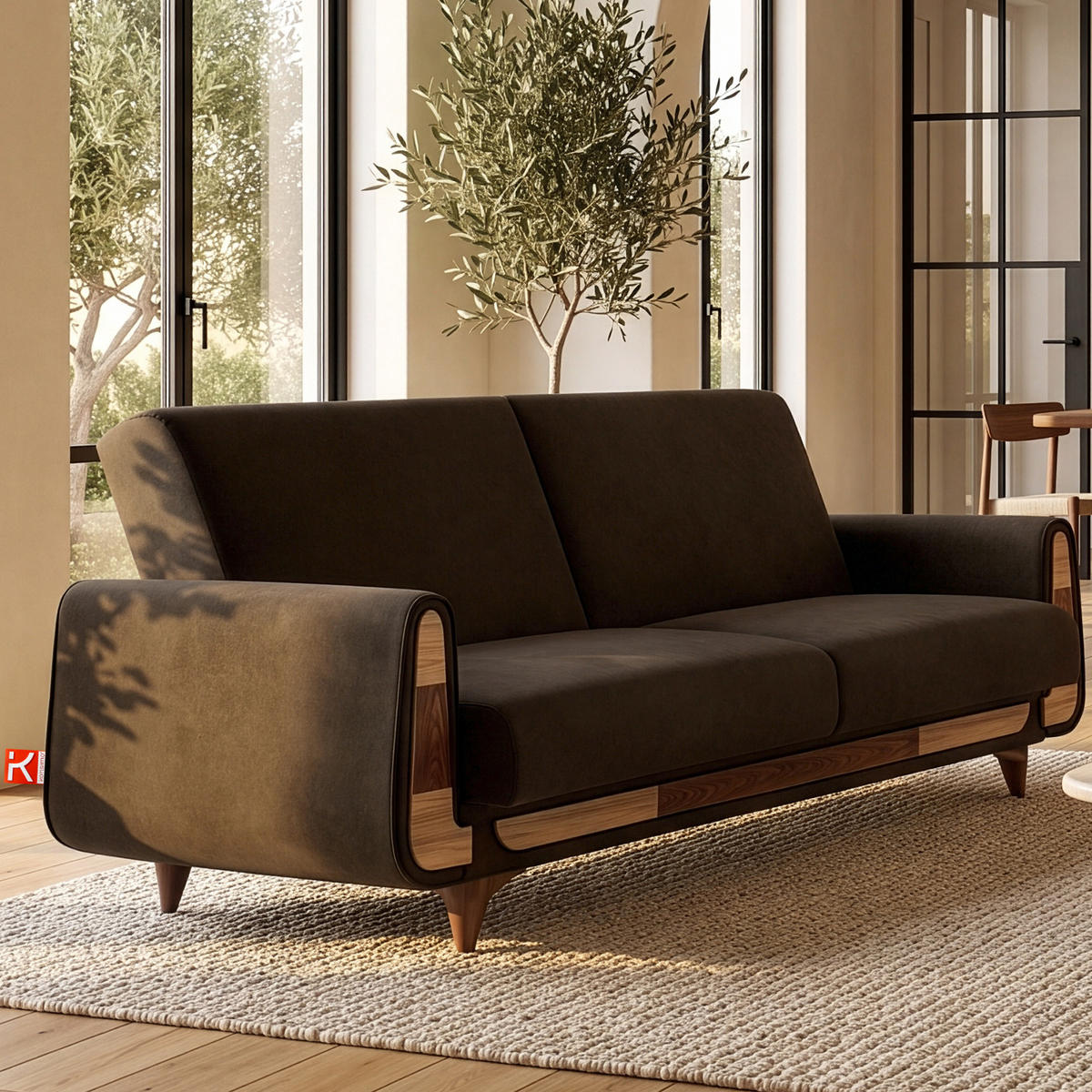 3-SITZER-SCHLAFSOFA GUSTAVO II mit Armlehnen, Braun - Braun, Holz/Holzwerkstoff (230/98/98cm) - KONSIMO®