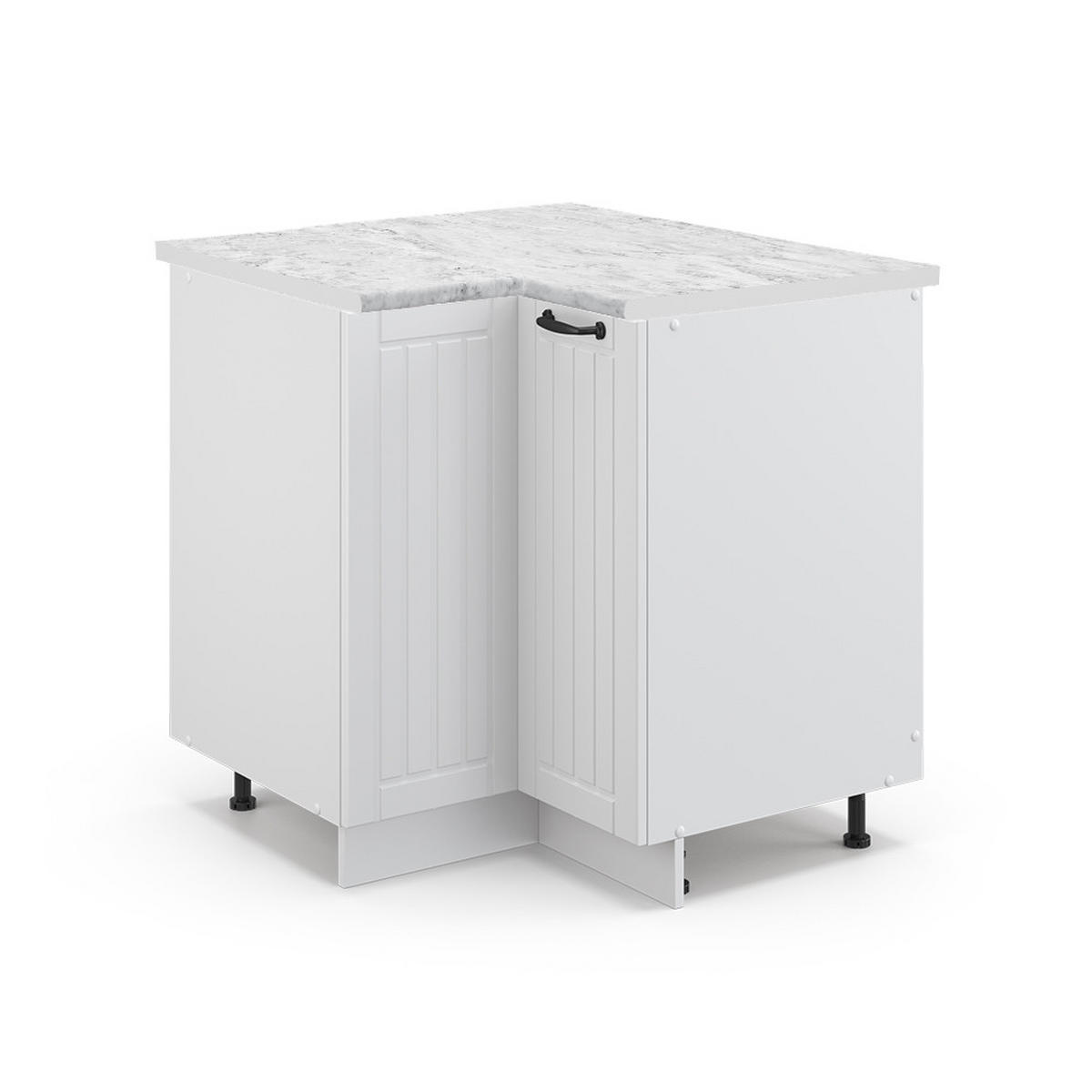 ECKUNTERSCHRANK Fame-Line Weiß Landhaus 80.5 cm, AP Marmor - Weiß, Holzwerkstoff (80.5/82/60cm) - Vicco