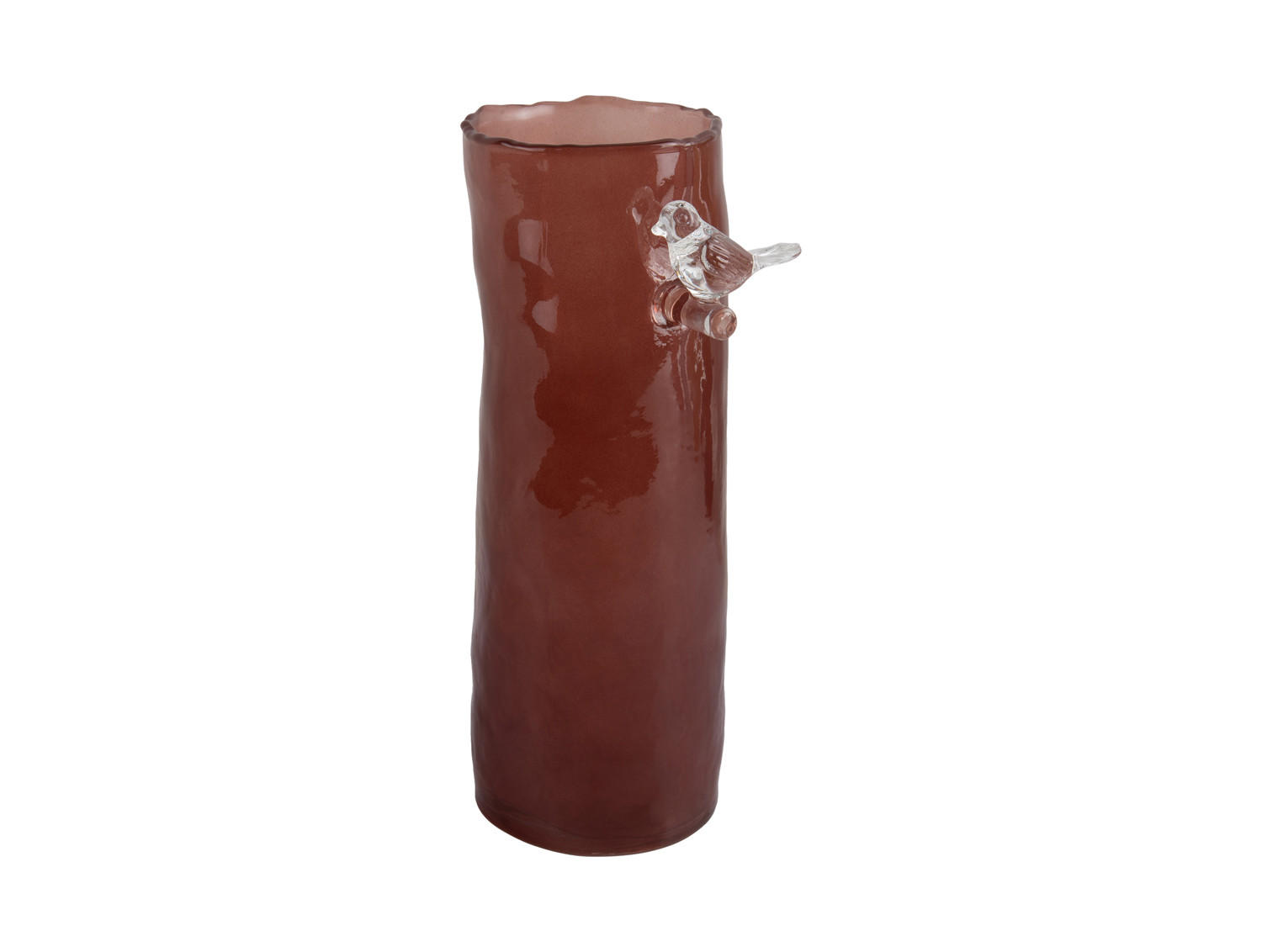 VASE Bird On Branch 9/9/27 cm - Rot, Glas (9.5/27cm) - Present Time
