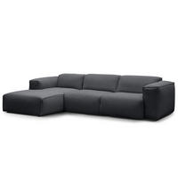 3-SITZER ECKSOFA mit Longchair - Schwarz/Grau, Kunststoff/Textil (284/173cm) - home24