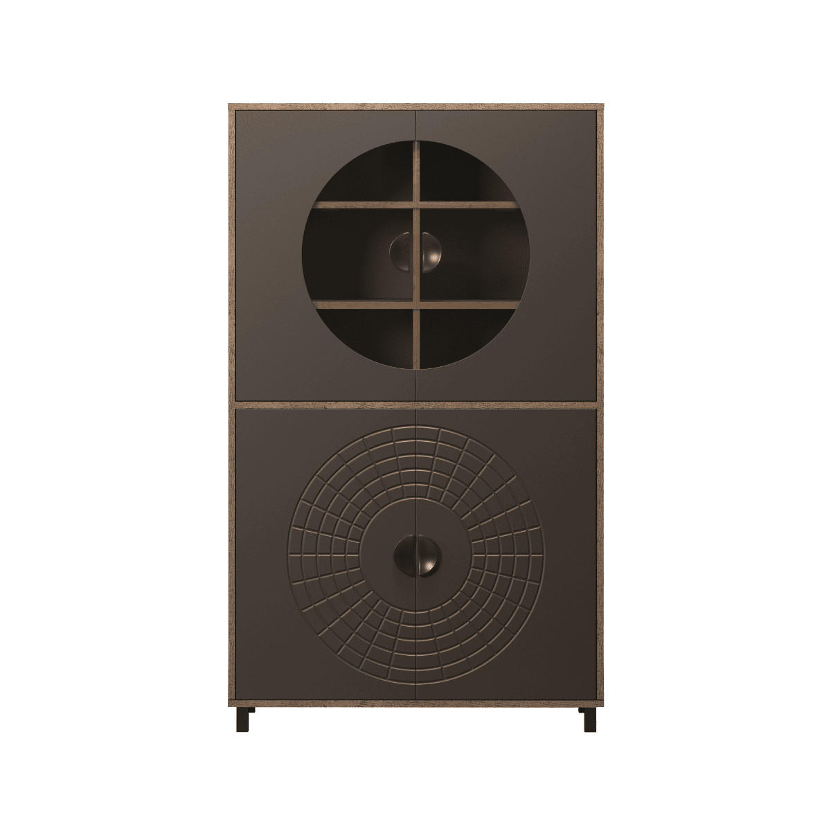 SIDEBOARD mit 4 türen, davon 2 mit gehärtetem glas - fusion 97/42/163 cm - Eschefarben, Holzwerkstoff (42/163/13cm) - Calicosy