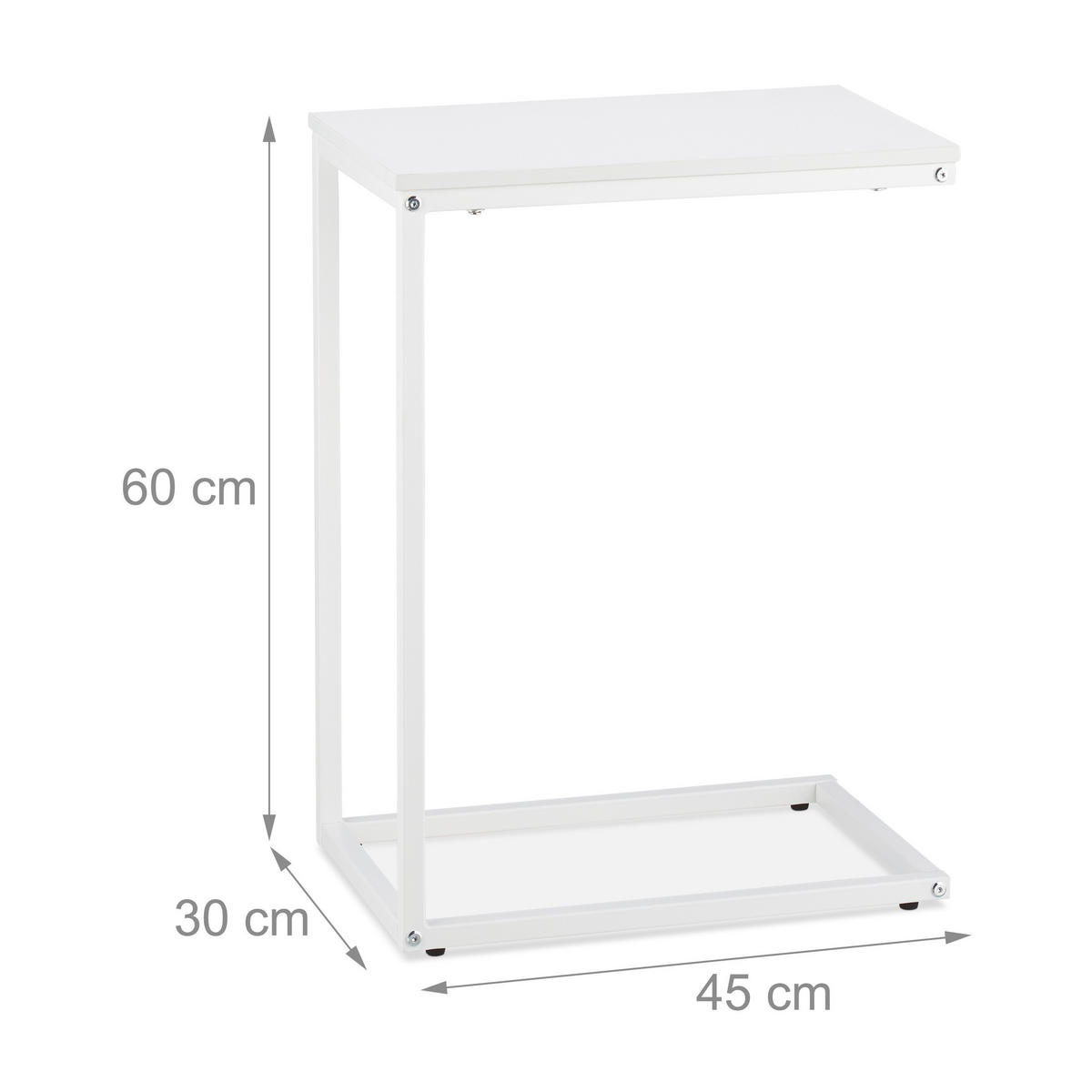 BEISTELLTISCH - Weiß, Holzwerkstoff/Metall (45/30/60cm) - Relaxdays