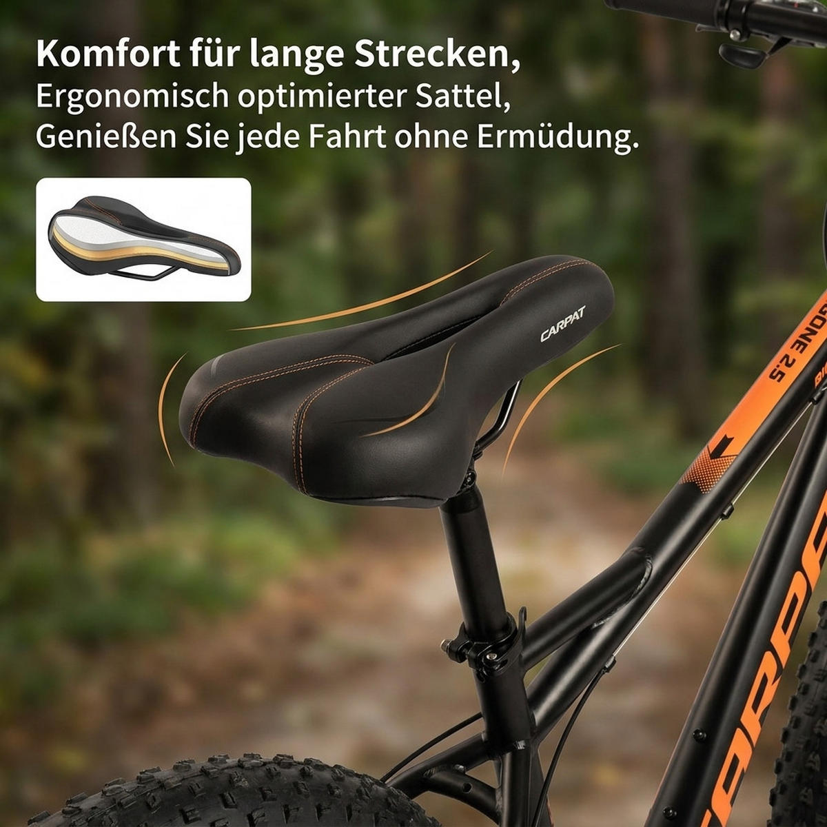 MOUNTAINBIKE 26 Zoll Schwarz – 4.0 Zoll Fettreifen – 2x8 Gangschaltung – Aluminiumlegierung - Schwarz/Orange, Metall (24cm) - Oxeza