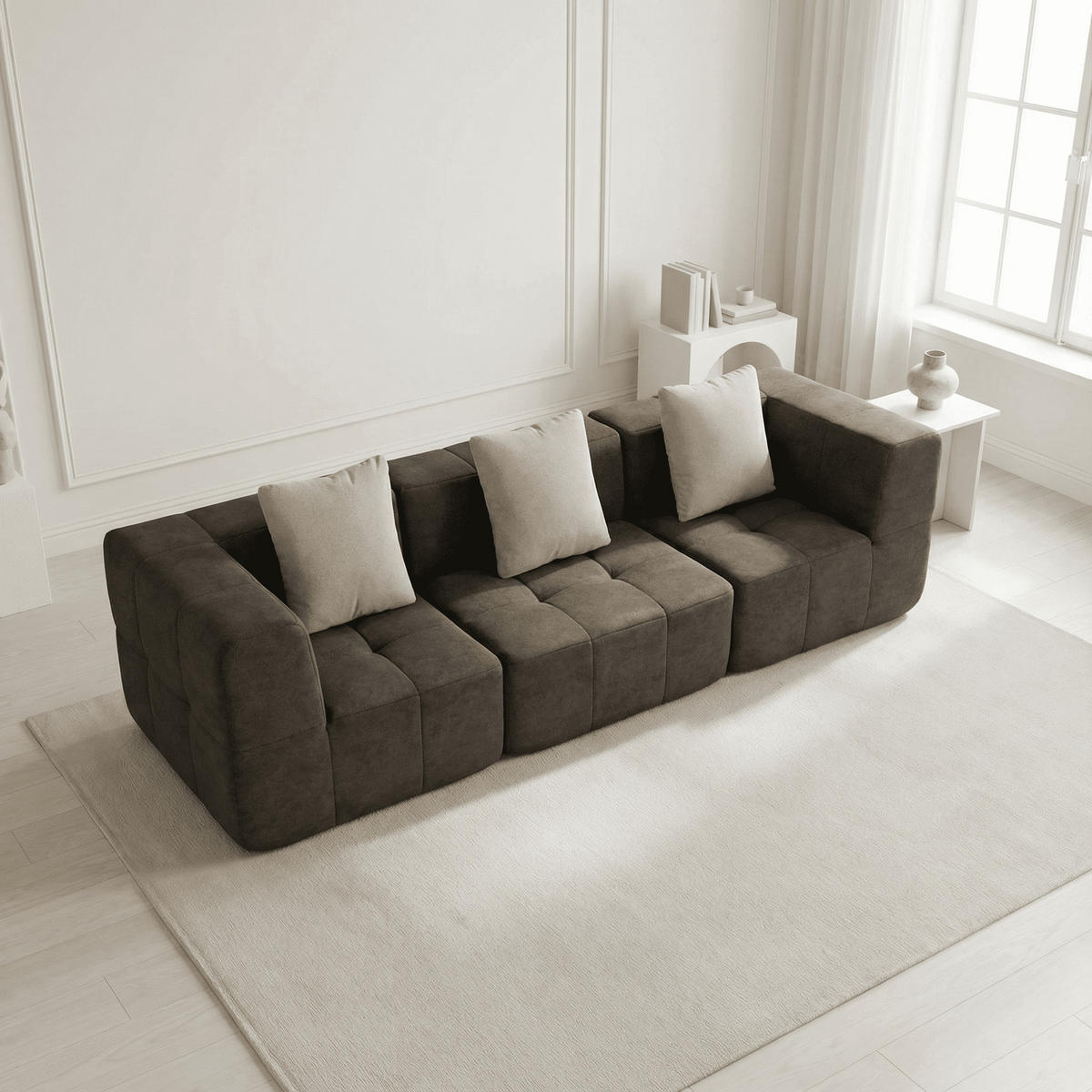 WOHNZIMMERSOFA Eden Simple 3-Sitzer - Braun Sand - Braun, Textil (92/71/92cm) - COCO Living