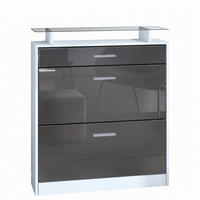 SCHUHSCHRANK Loret Front in Grau Hochglanz - Grau, Holzwerkstoff (89/104/23cm) - Vladon