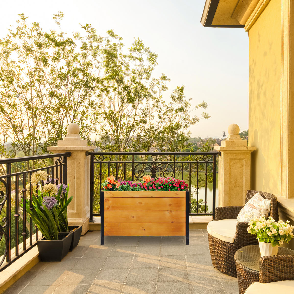 HOCHBEET - Multicolor, Holz/Textil (78/48/51cm) - Relaxdays