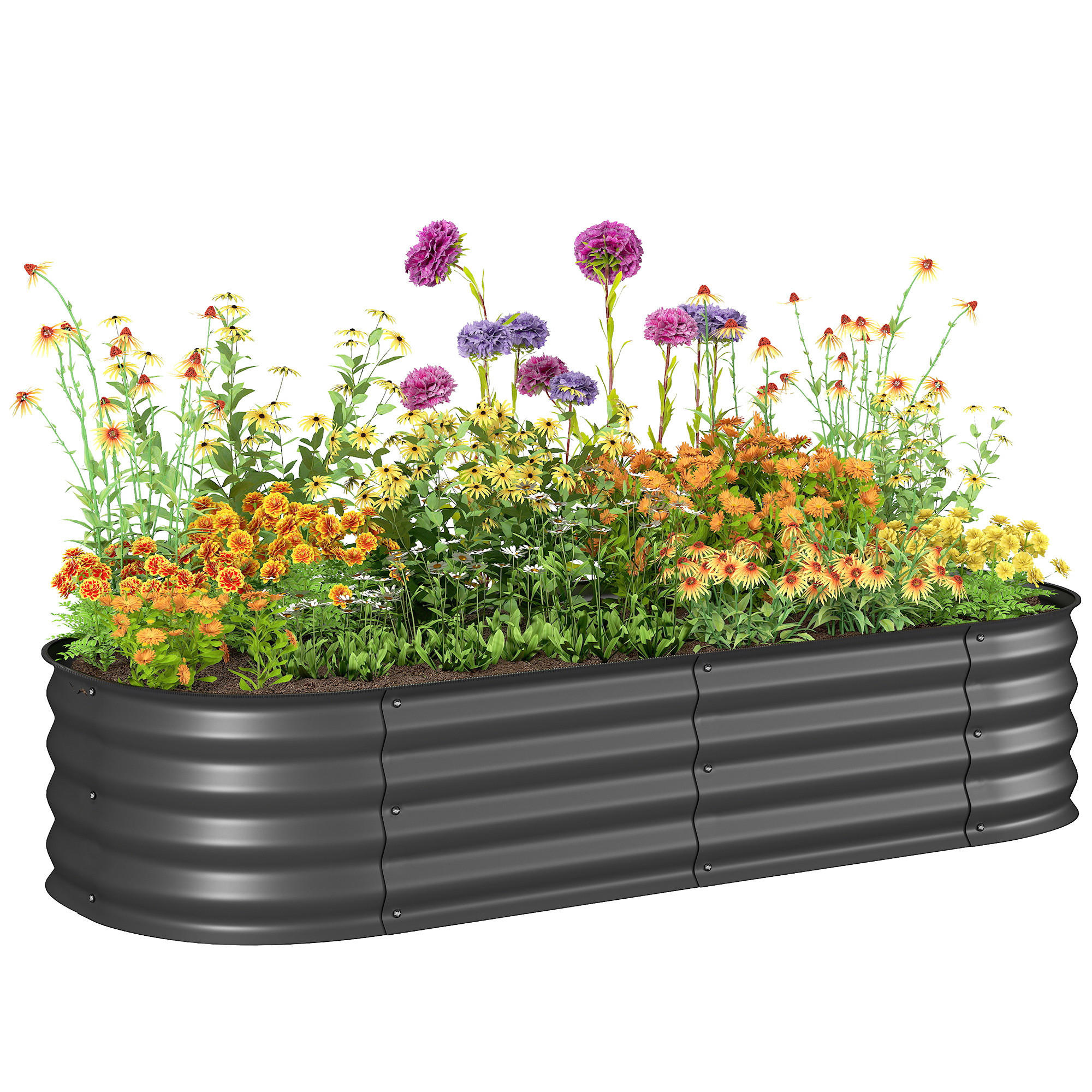 HOCHBEET DE-05378 Modular, geschützte Kanten, ohne Boden Dunkelgrau - Dunkelgrau, Metall (150/30/62cm) - ComfortXL