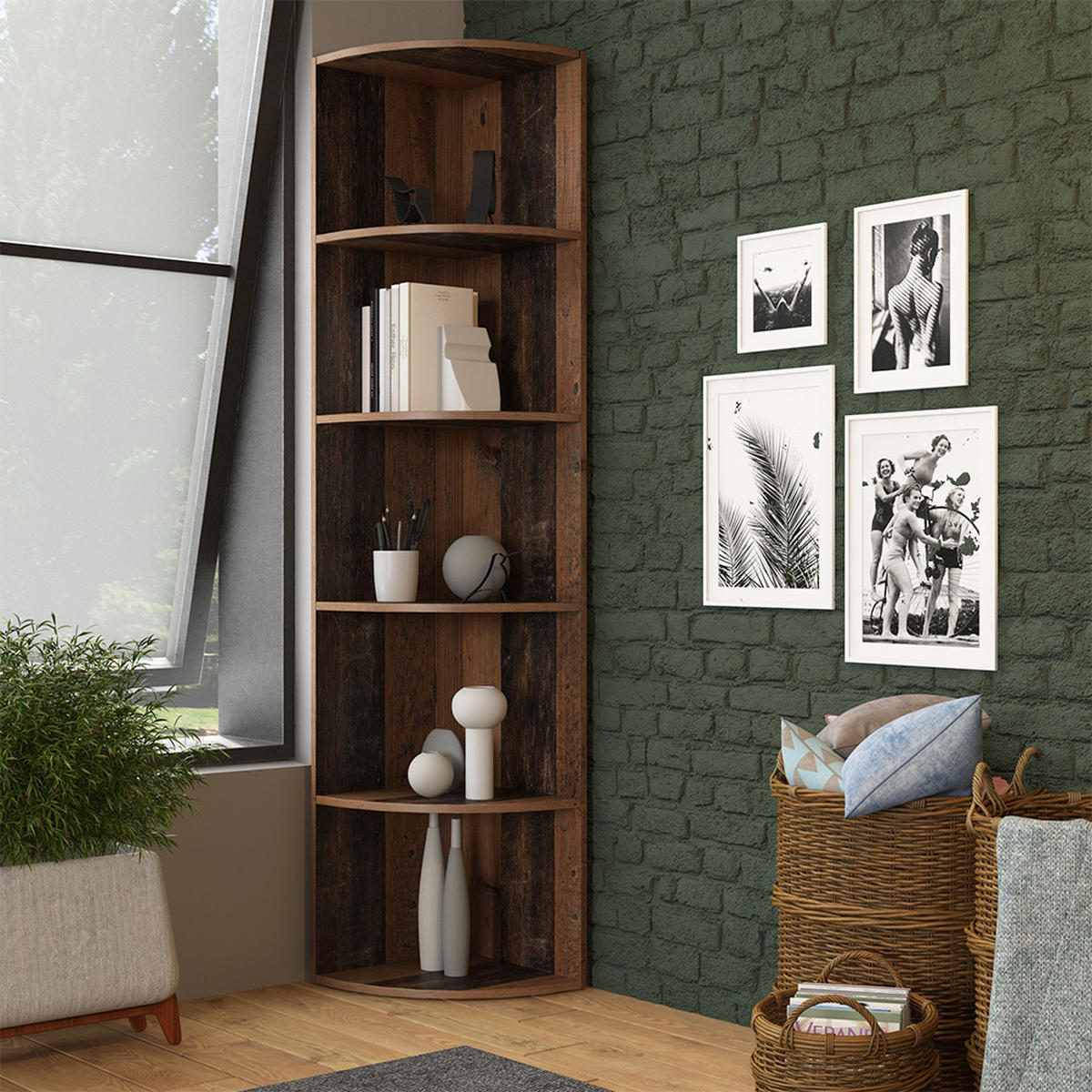 ECKREGAL Ecki Antikholz 40 x 180 cm - Eichefarben, Holzwerkstoff (40/180/40cm) - Vicco