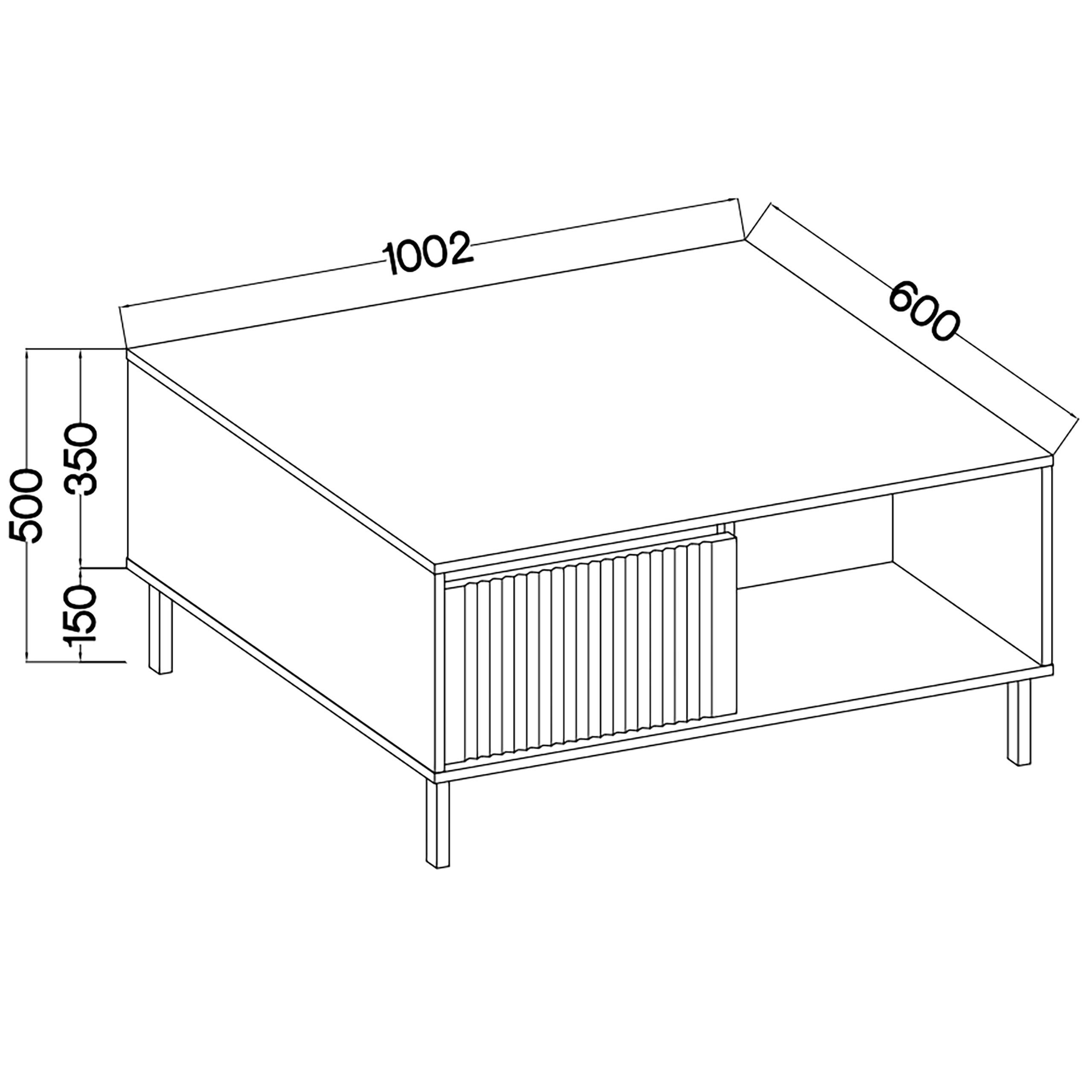 COUCHTISCH OSTIA 100,2/50/60 cm Goldfarben - Goldfarben, Holzwerkstoff (60/100.2/50cm) - MASSENO
