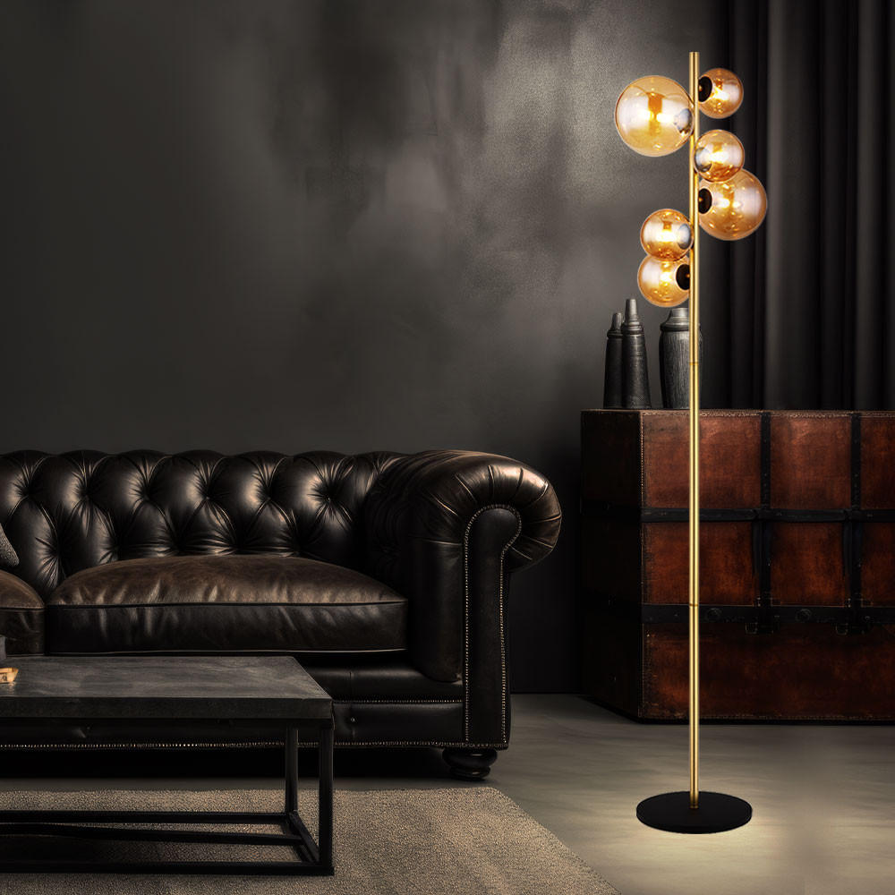 Thumbnail - Globo Lighting Led, Orange, Glas, Rund, F, 26.5x155x28.5 cm, Lampen & Leuchten, Innenbeleuchtung, Stehlampen, Stehlampen