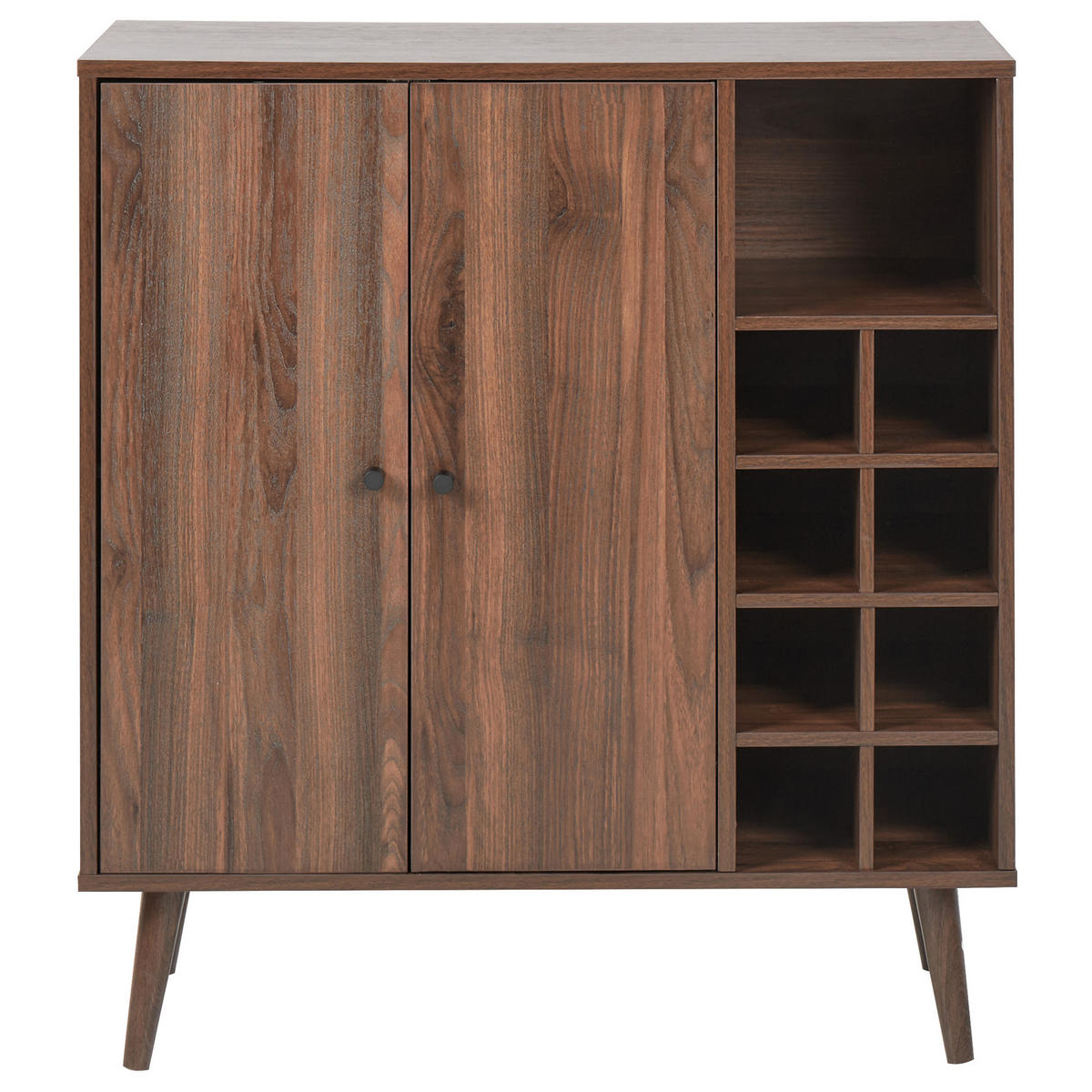 WEINREGAL Dunkelbraun Tullamore - Dunkelbraun, Naturmaterialien (84/91/39cm) - Beliani