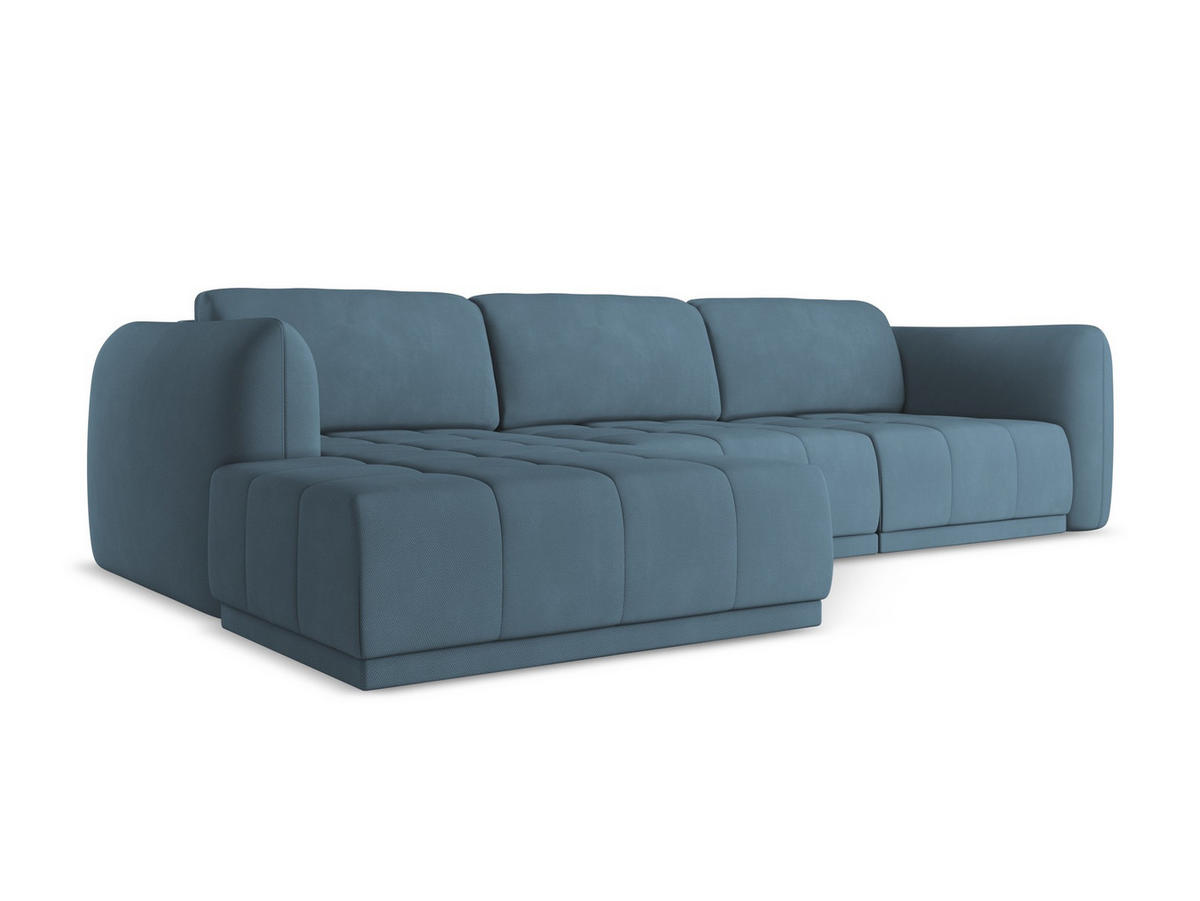 ECKSOFA Links Chenille Stoff Blau - Blau/Blaugrau, Kunststoff/Textil (170/290cm) - Makamii