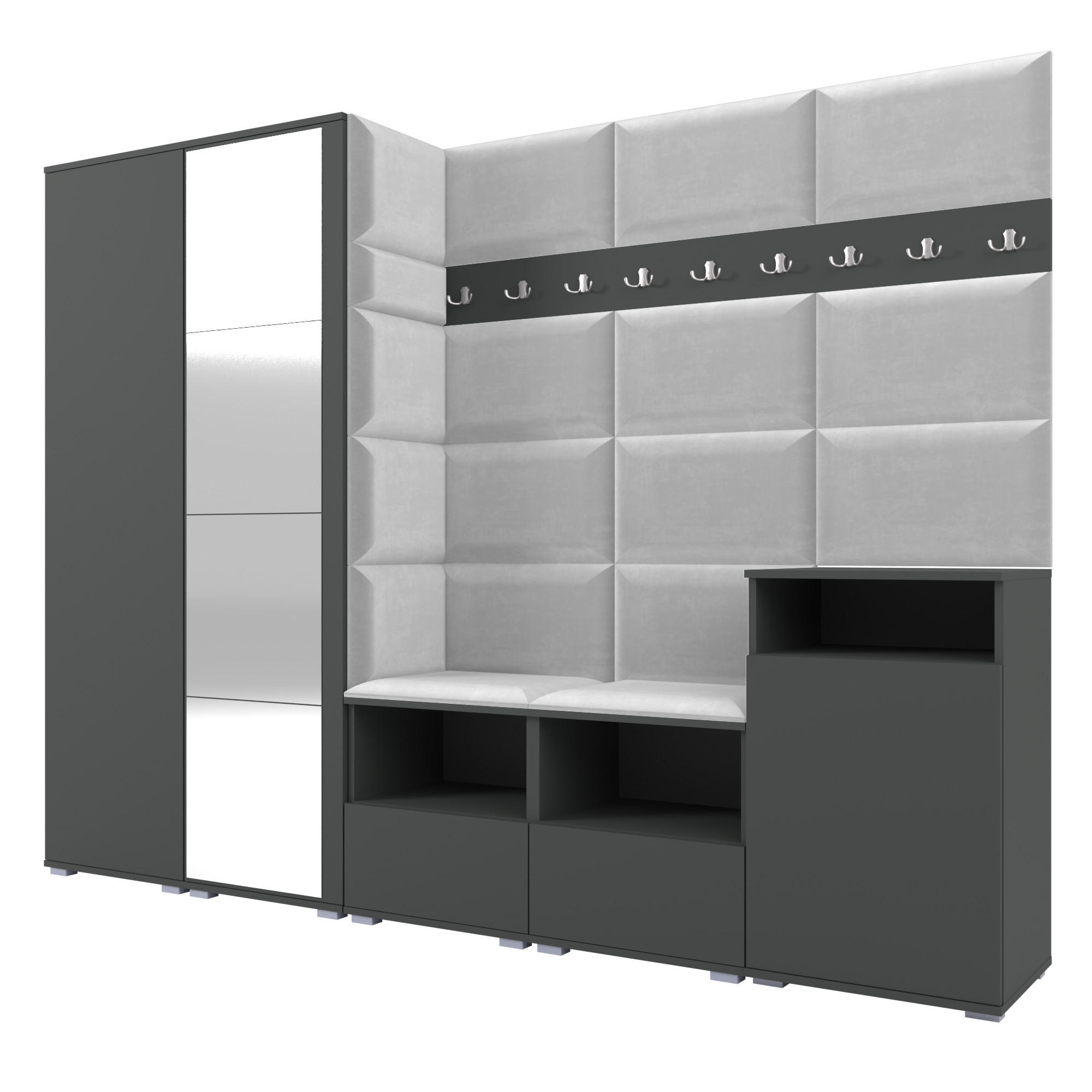 Ravio Garderobe Graphit, Hellgrau 250x187x40 cm