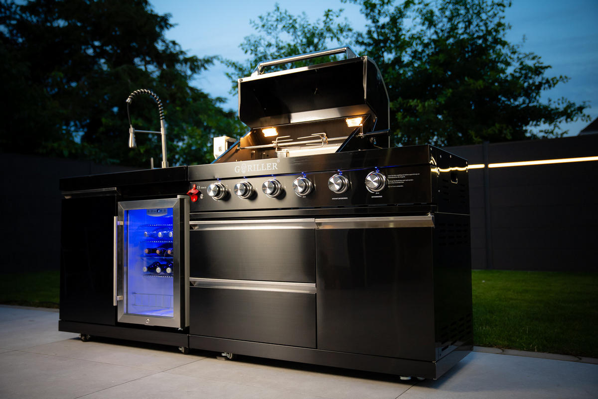 OUTDOORKÜCHE Grillmaster Fusion 217/58/119 cm - Schwarz Hochglanz, Metall (58/90/217cm) - Goriller