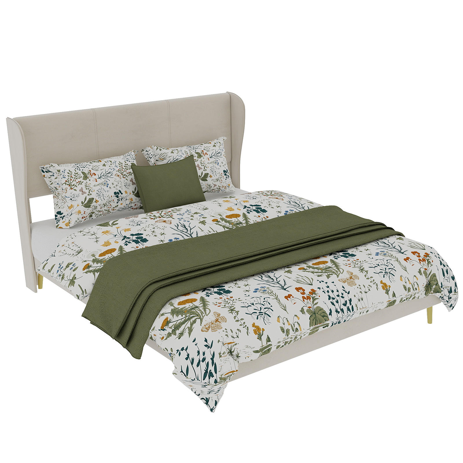 POLSTERBETT 140/200 cm in Beige Stoff - Beige, Holzwerkstoff/Textil (140/200cm) - WISHDOR