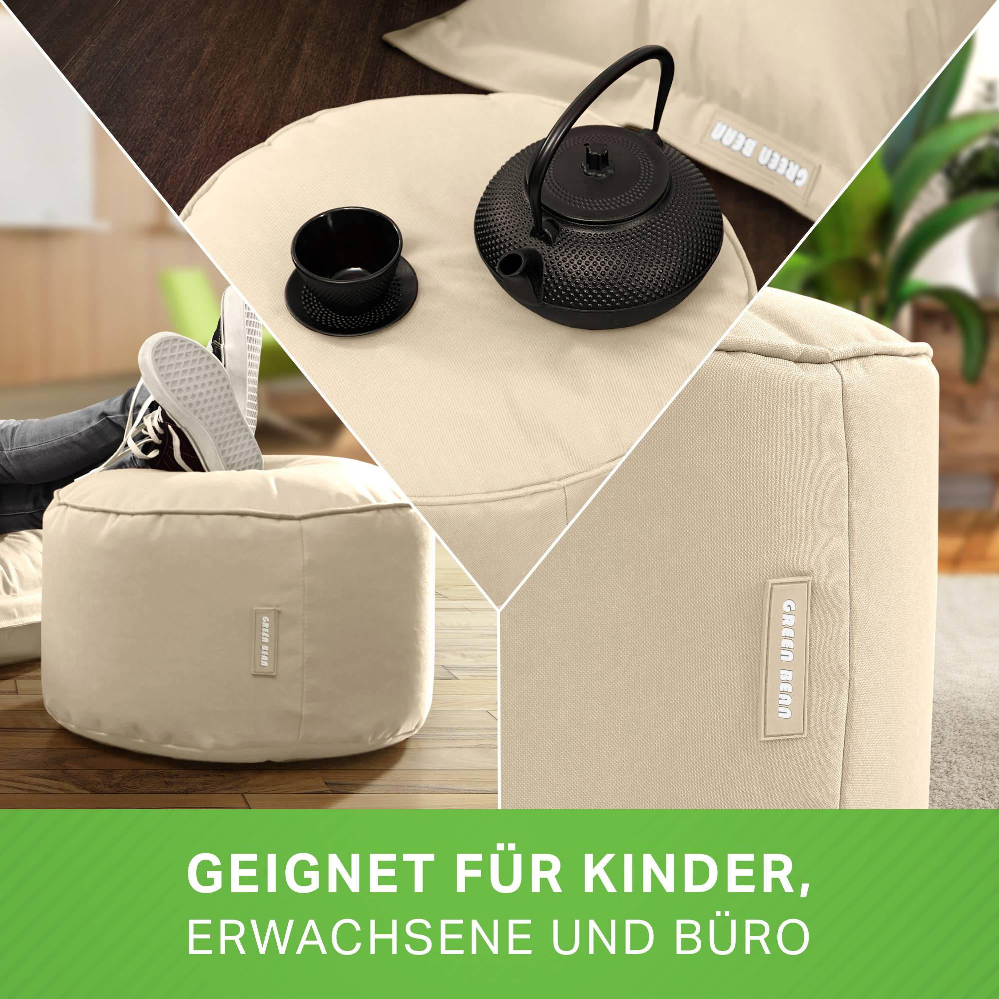 SITZSACK-HOCKER Pouf "Stay" 45x25cm - Beige, Textil (45/25/45cm) - Green Bean