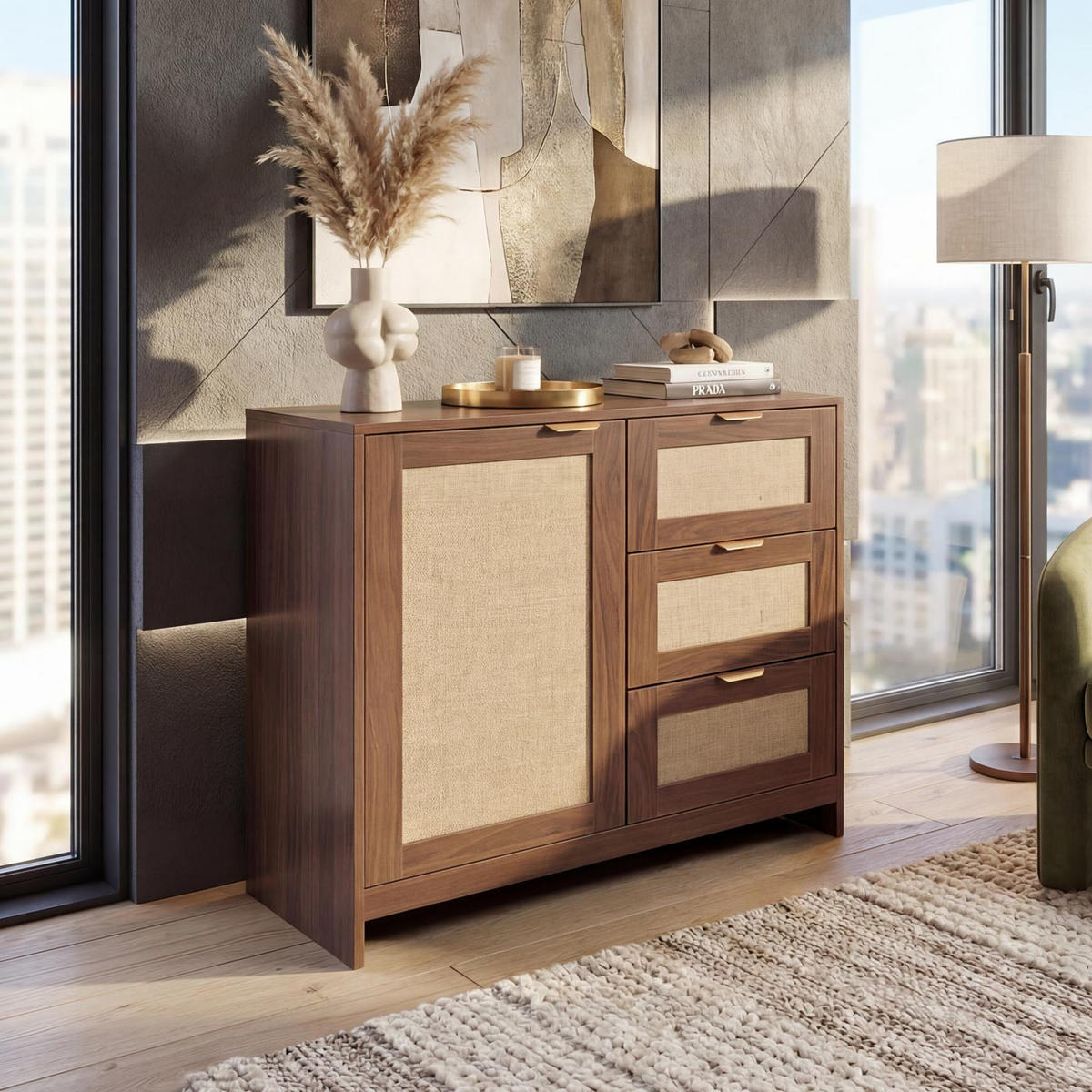 KOMODA Hnědá - hnědá, dřevo (80/80/40cm) - MCW