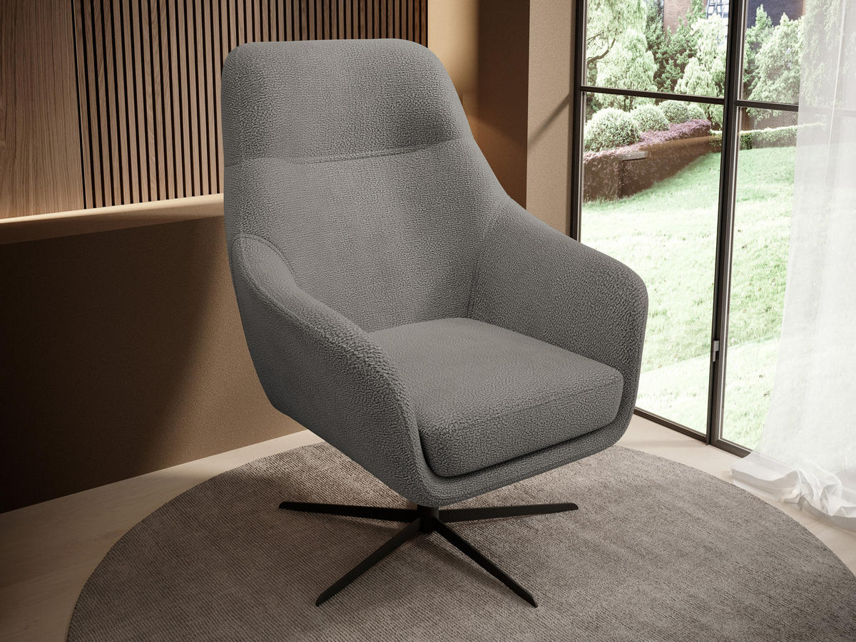 RELAXSESSEL Collection Drehstuhl CUBO – komfortabel, drehbar, modernes Design, 76x97x76 cm, Farbe - Schwarz/Grau, Holz/Textil (76/97/76cm) - DomoHome