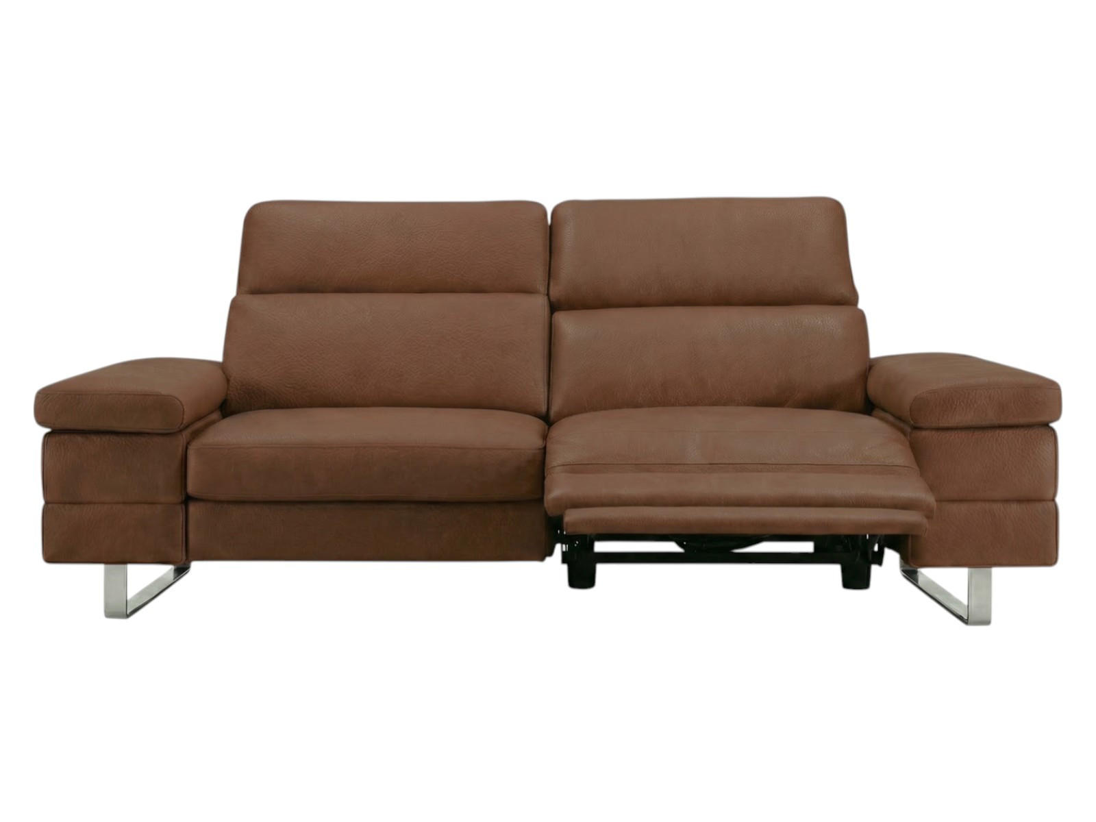 3-SITZER Sofa Virage Echtleder mit 1 x Relaxfunktion Cognacbraun - Cognac, Leder/Metall (212/75/109cm)