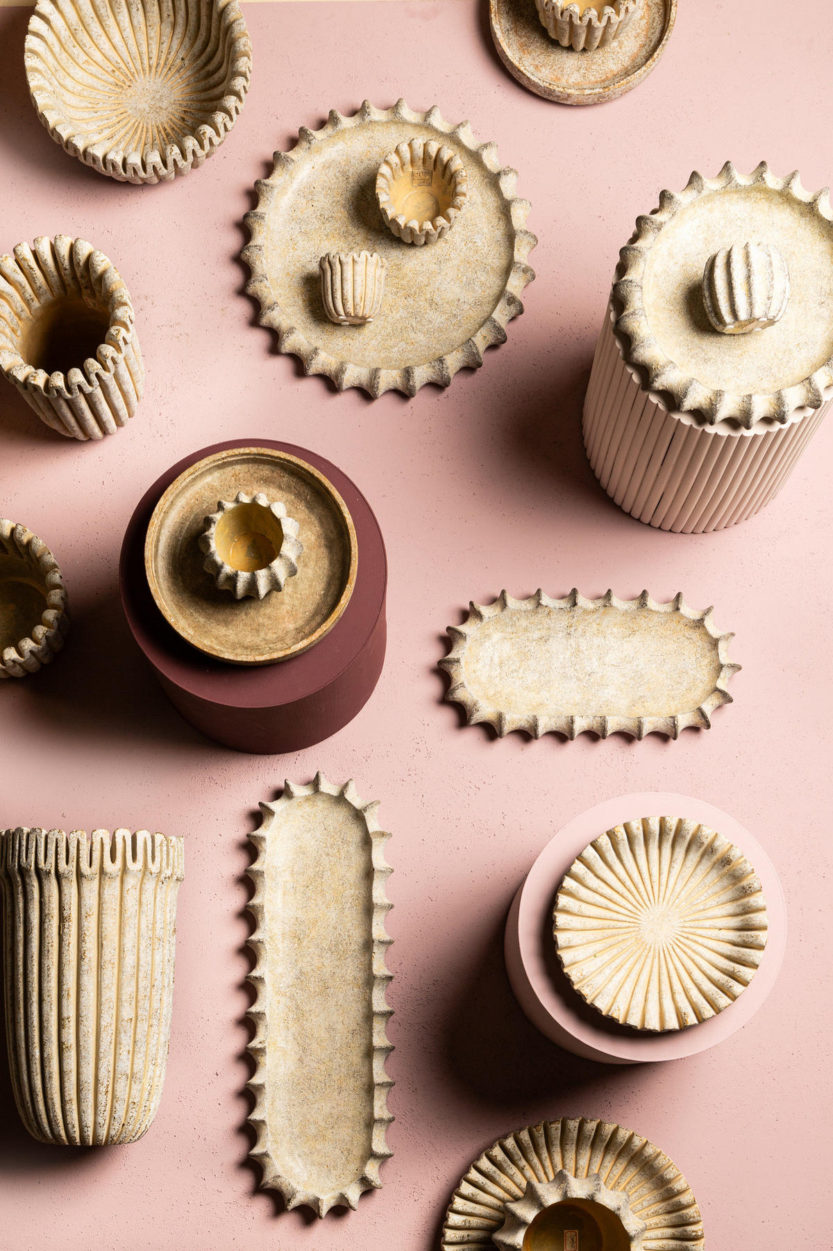 TOPF Raffay Beige 30/30/15cm - Beige, Stein (15cm) - PTMD Collection