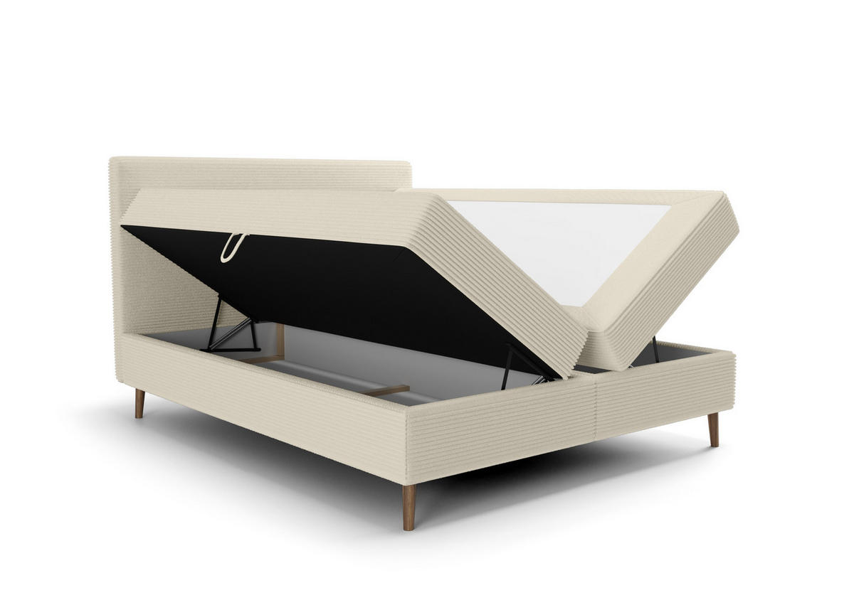 BOXBETT NARA mit Matratze H3, Bonell und Topper 160x200 POSO 105 - Ecru, Textil (160/200cm) - Bedante