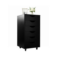 ROLLCONTAINER Schwarz 6 Schubladen MDF 78 cm - Schwarz, Holzwerkstoff/Kunststoff (40/78/40cm) - Relaxdays