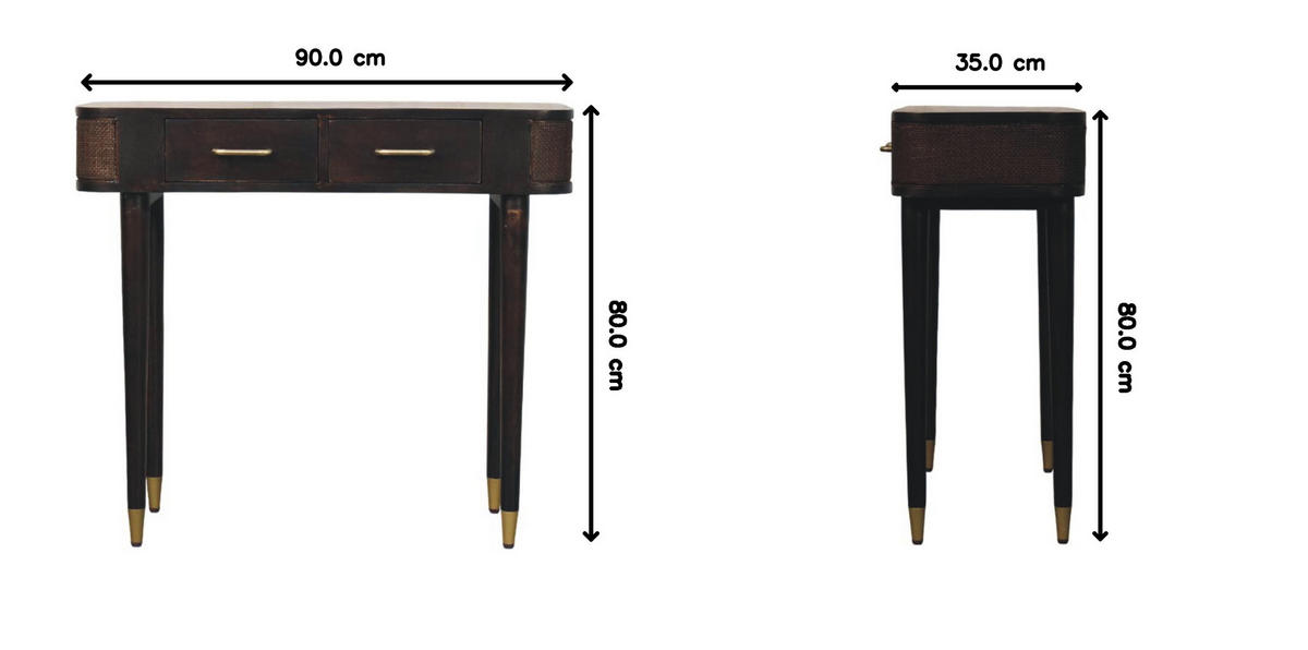 KONSOLENTISCH mit Samt-Mokka-Finish, 2 Schubladen, dunkelbraun - Dunkelbraun, Holz (35/90/80cm) - Artisan Furniture
