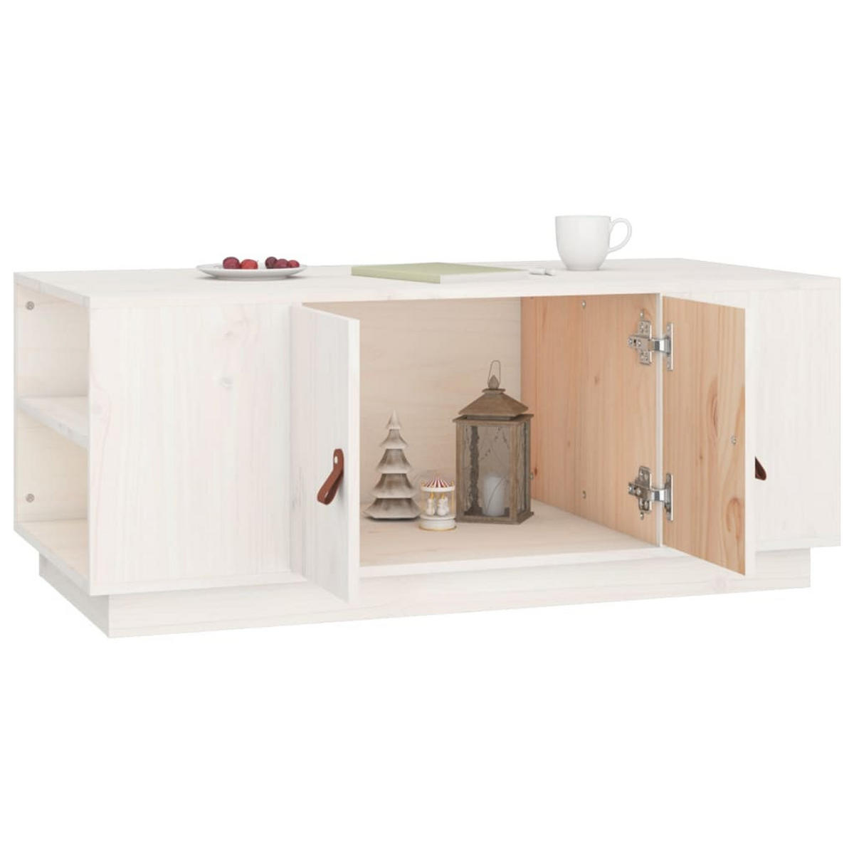 COUCHTISCH Weiß 100x50x41 cm Massivholz Kiefer - Weiß, Holz (100/50/41cm) - furnicato