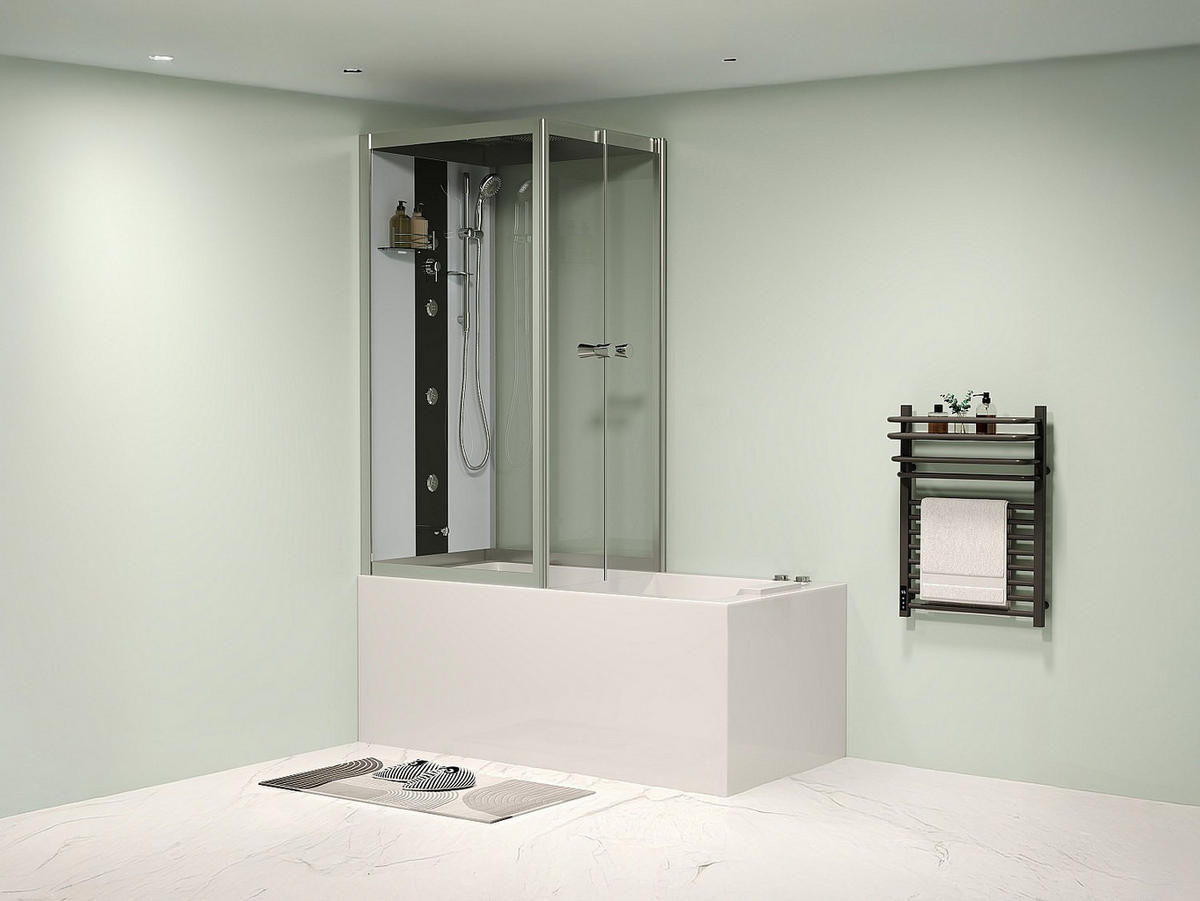 DUSCHBADEWANNE - 1 Person - Glas, Acryl - Grau, Weiß - Grau, Glas (150/215/75cm) - Vente-Unique