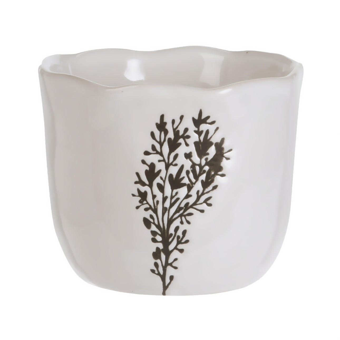 BLUMENTOPFABDECKUNG Keramik Ø 12,5 cm - Weiß/Braun, Kunststoff (12.5/10.5cm) - Home Styling Collection