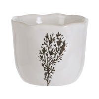 BLUMENTOPFABDECKUNG Keramik Ø 12,5 cm - Weiß/Braun, Kunststoff (12.5/10.5cm) - Home Styling Collection