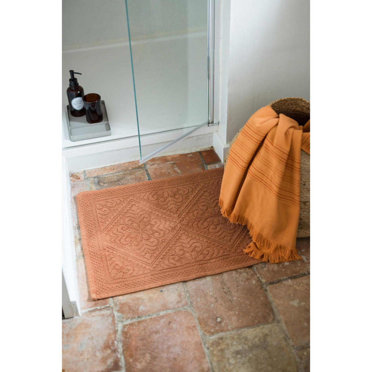 HAMMAM-TUCH Cancun pumpkin 90 x 180 cm - Orange, Textil (90/180cm) - Vivaraise