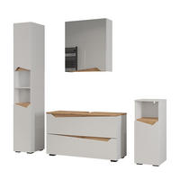 BADMÖBEL-SET Marelle, Weiß/Artisan-Eiche, 4 Teile - Weiß/Eiche Artisan, Holzwerkstoff (100/57.5/35cm) - Vicco