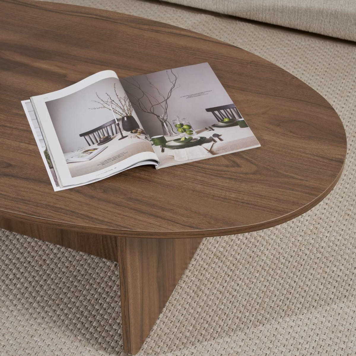 COUCHTISCH mit ovaler Platte L125 cm 65/120/40 cm - Naturfarben, Holzwerkstoff (70/65/40cm) - Calicosy