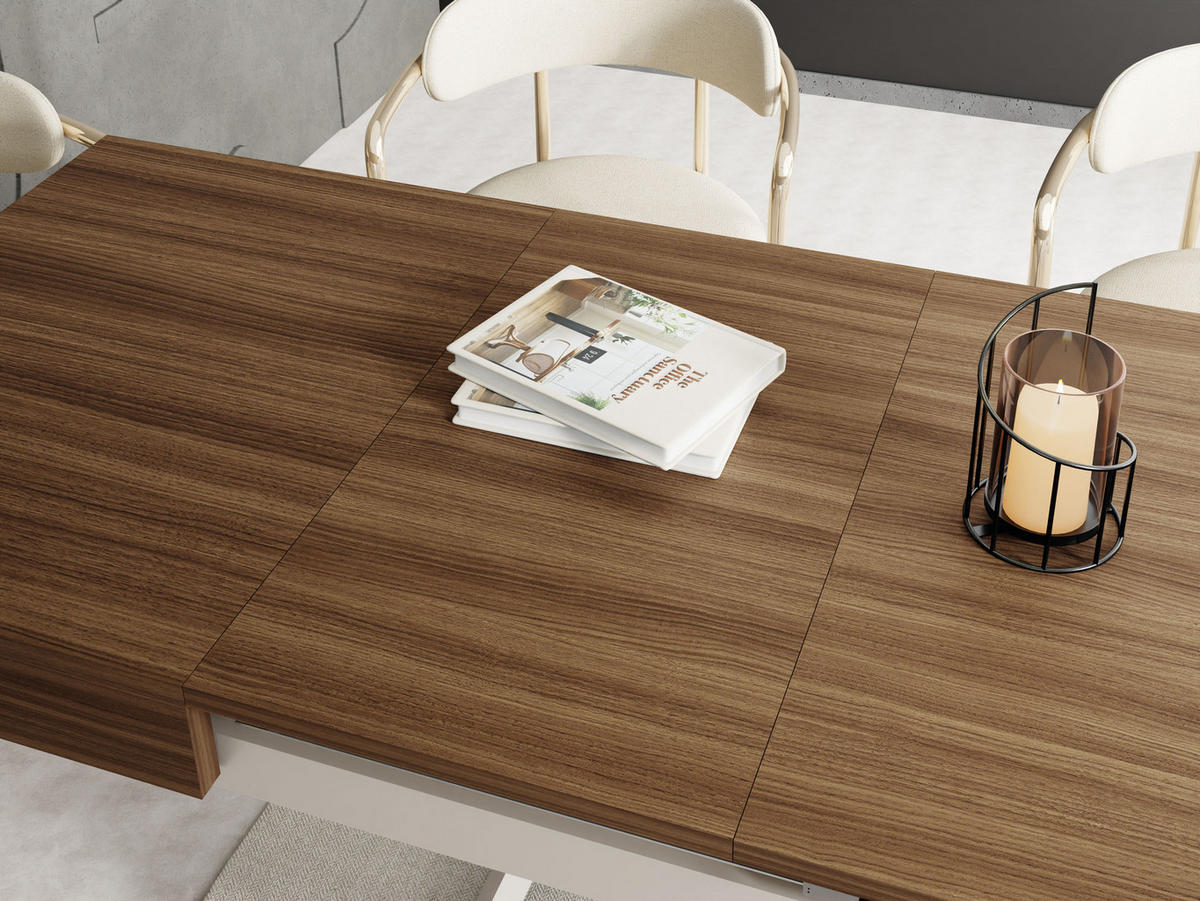 COUCHTISCH Cavetta U höhenverstellbar ausziehbar, Walnuss Braun 120-200/80/27-76 cm - Kaschmir/Walnussfarben, Holzwerkstoff/Metall (80/120/76cm) - WFL GROUP