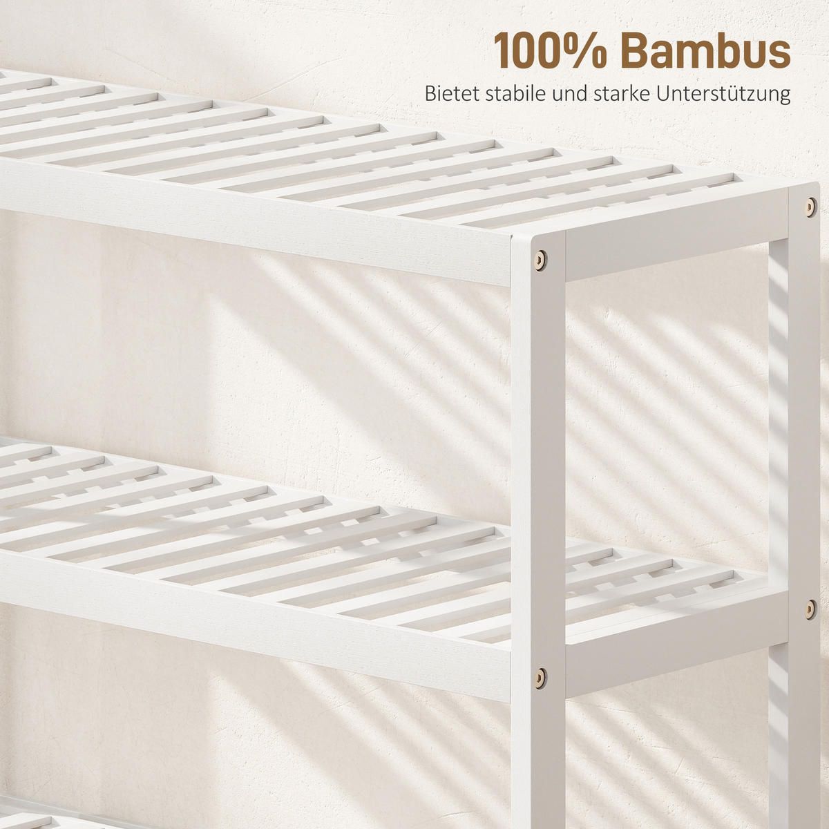SCHUHREGAL mit 3 Ebenen, Schuhablage aus Bambus, Schuhständer für 9 Paar Schuhe - Weiß, Holz/Bambusholz (26/55/70cm) - HOMCOM