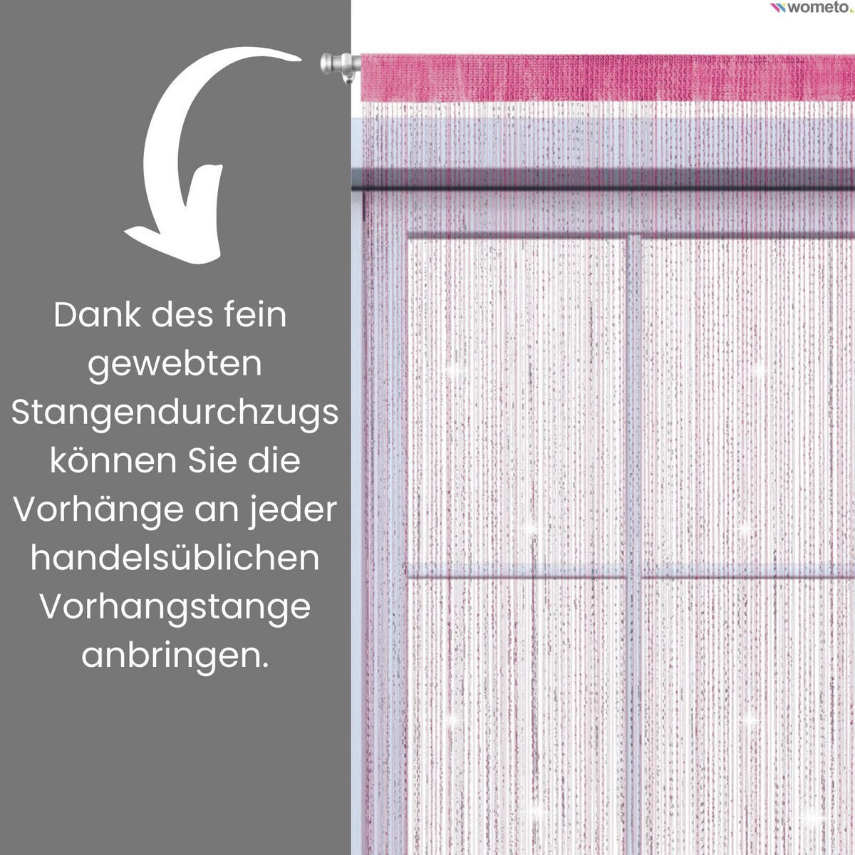 FADENVORHANG Lurex pink/silber 245/90 cm Glitzer-Effekt Stangendurchzug kürzbar - Pink, Textil (90/245/1cm) - wometo