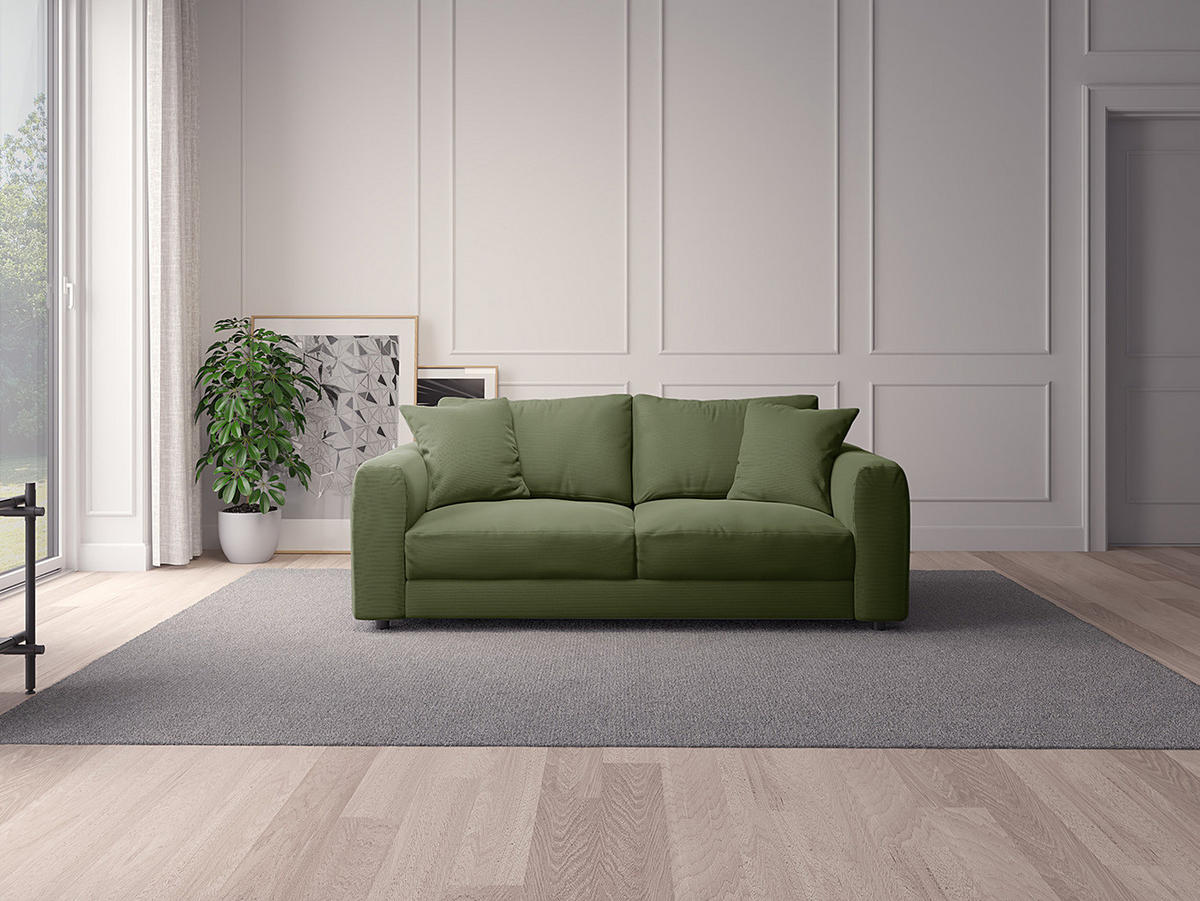 2,5-SITZER SOFA - Schwarz/Grün, Kunststoff/Textil (189/79/106cm) - home24