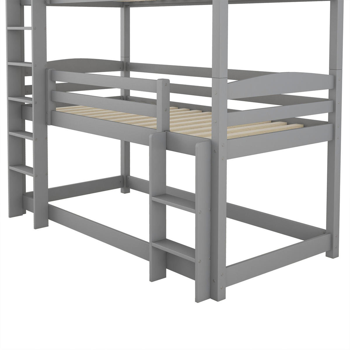ETAGENBETT 90 x 200 cm, Einzel-/Dreibett aus Holz für Kinder, ohne Matratze, grau - Grau, Holz (90/200cm)