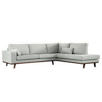 ECKSOFA mit Ottomane - Buchefarben/Grau, Textil (287/219cm) - home24