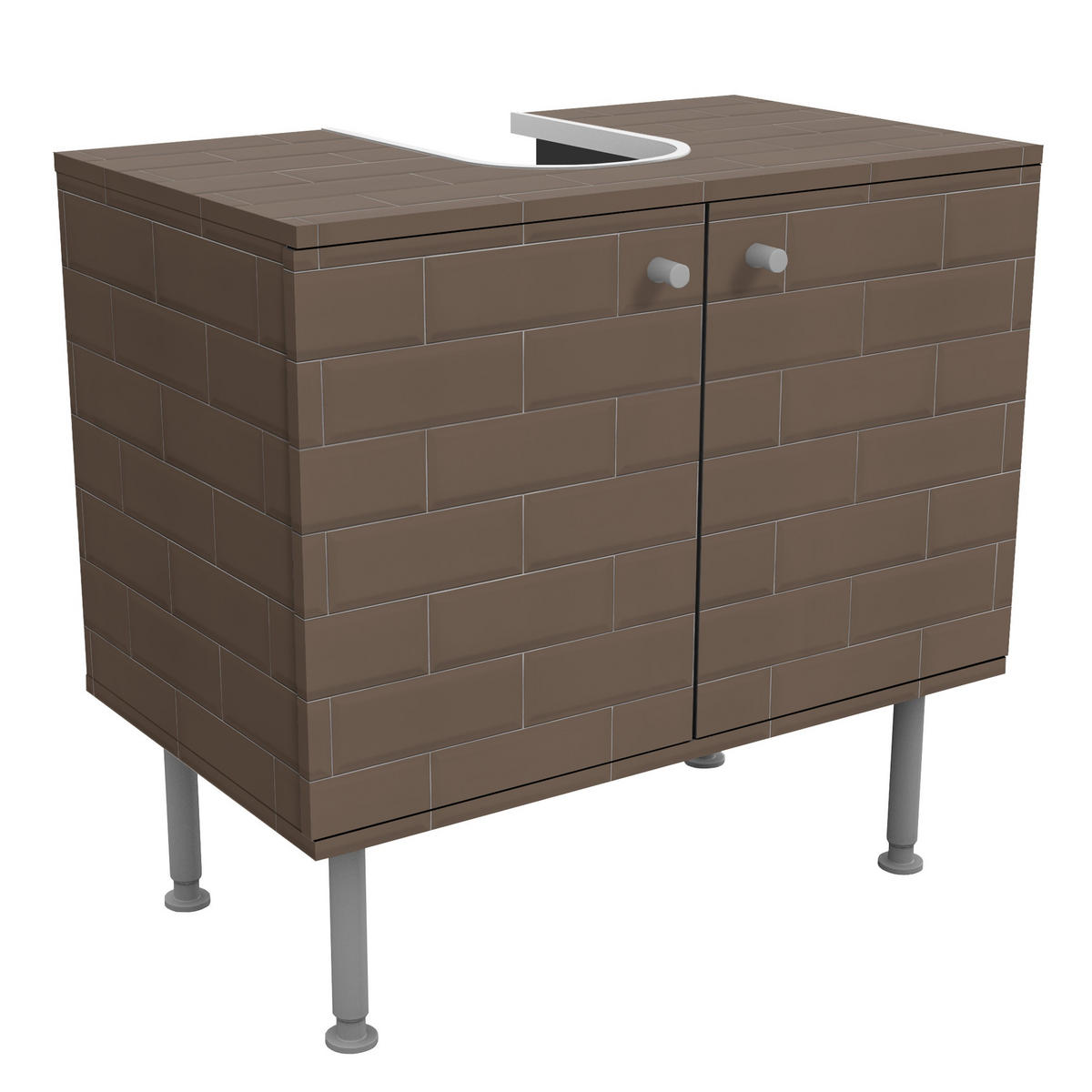 WASCHBECKENUNTERSCHRANK Keramikfliesen graubraun 60/55/35 cm - Braun, Holzwerkstoff (60/55/35cm) - Bilderwelten