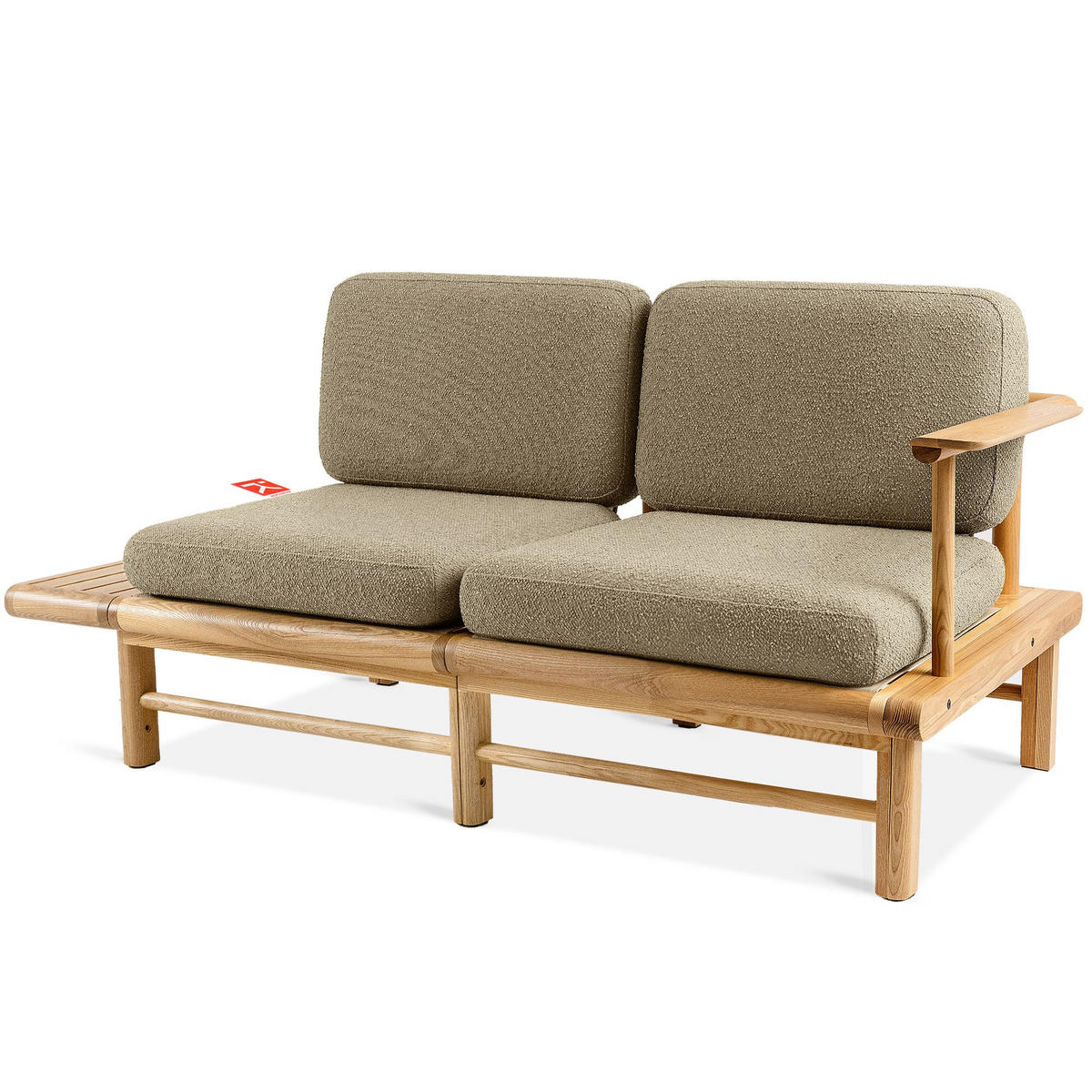 GARTENSOFA ATREDA 2-Sitzer, mit Ablage - Beige, Holz/Textil (175/74/80cm) - KONSIMO®