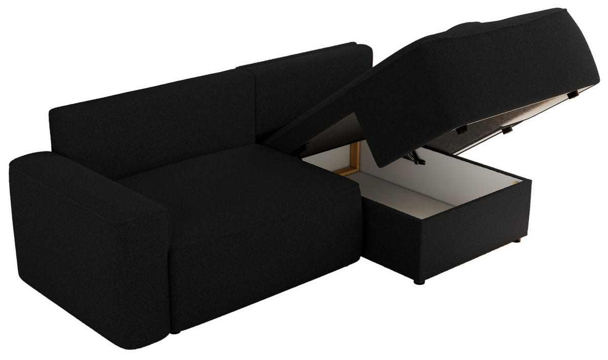 ECKSOFA BELLUNO L Schwarz Boucle - Rechts - Schwarz, Textil (233/144cm) - MKS