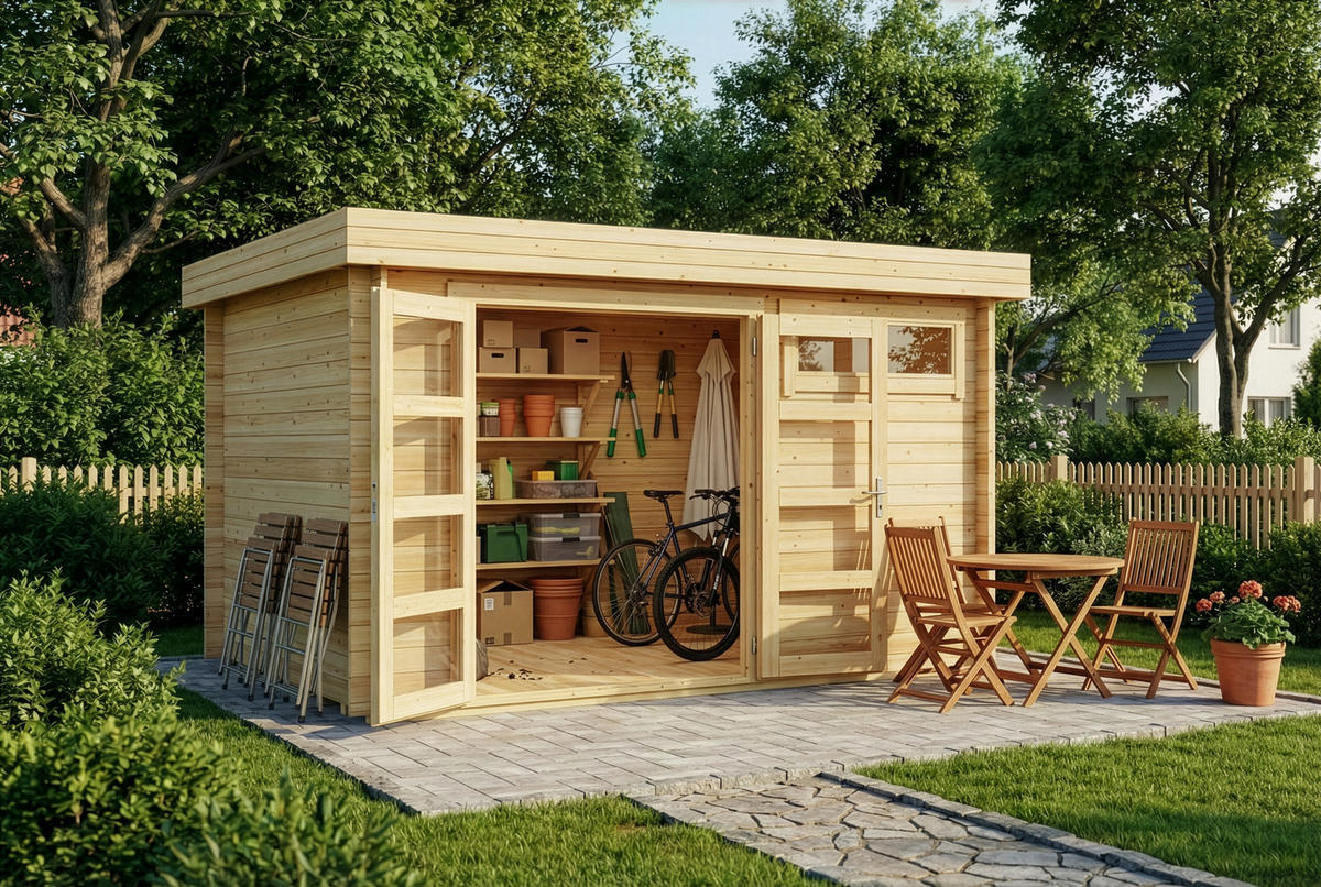 GARTENHAUS Leandro - Naturfarben, Holz (394/217/268cm) - Alpholz