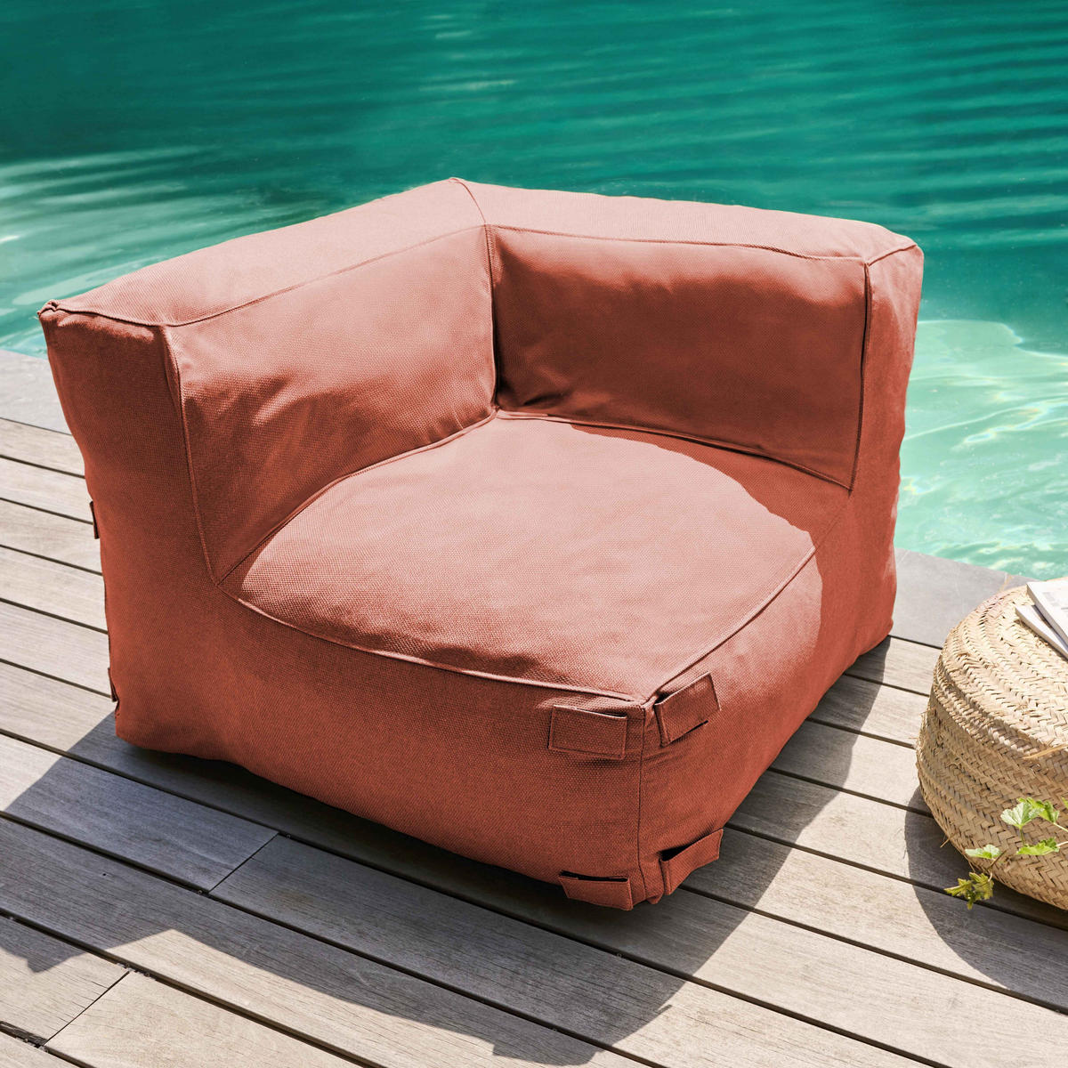 GARTENSOFA 4-tlg., Terrakotta - Braun, Textil (85/65/160cm) - Oviala