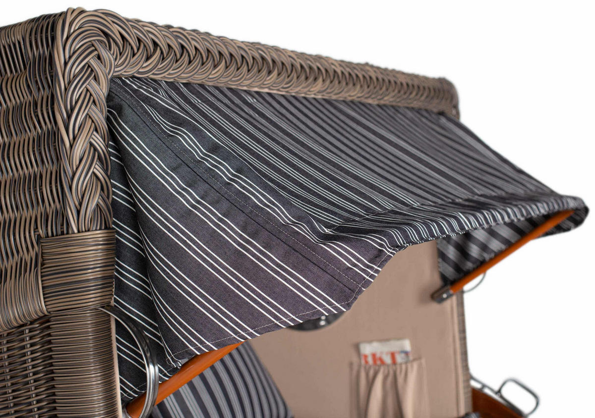 STRANDKORB XXL Düne Grande 2,5 Sitzer - Anthrazit/Braun, Metall (142/170/95cm) - Mr. Deko