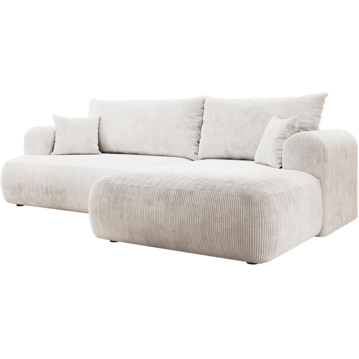 ECKSOFA Ovo Cord mit Cordbezug Weiß, rechts - Schwarz/Weiß, Textil (165/260cm) - Selsey